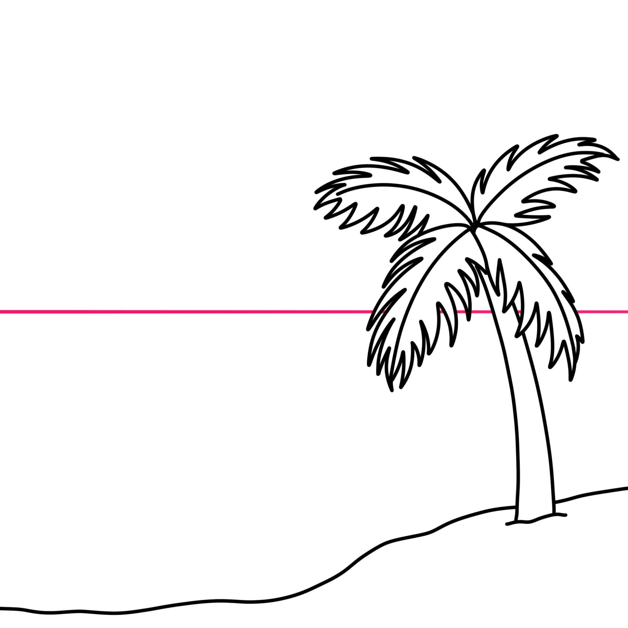 Beach Sunset Drawing (easy) - Step-7