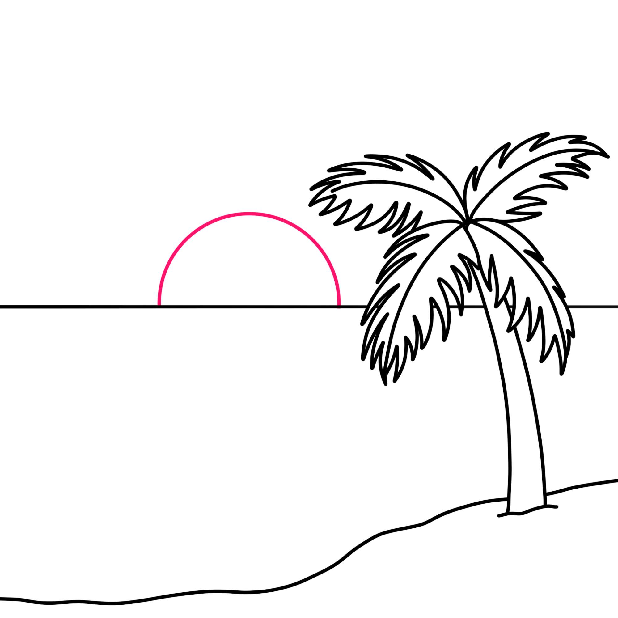 Beach Sunset Drawing (easy) - Step-8