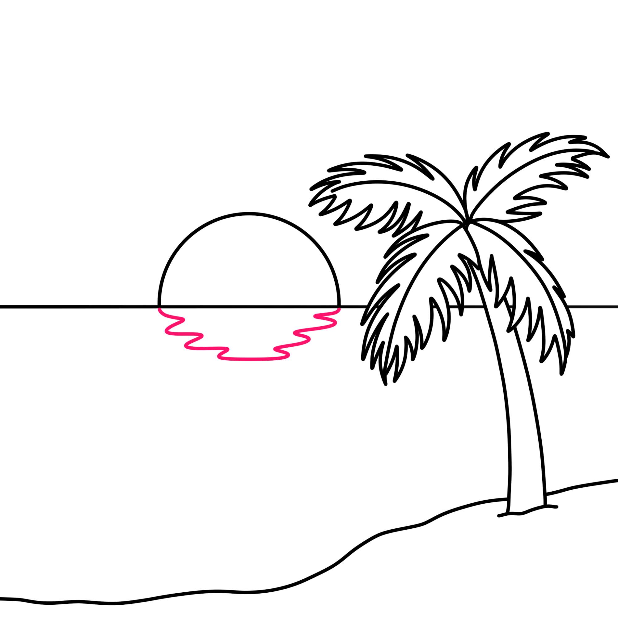 Beach Sunset Drawing (easy) - Step-9