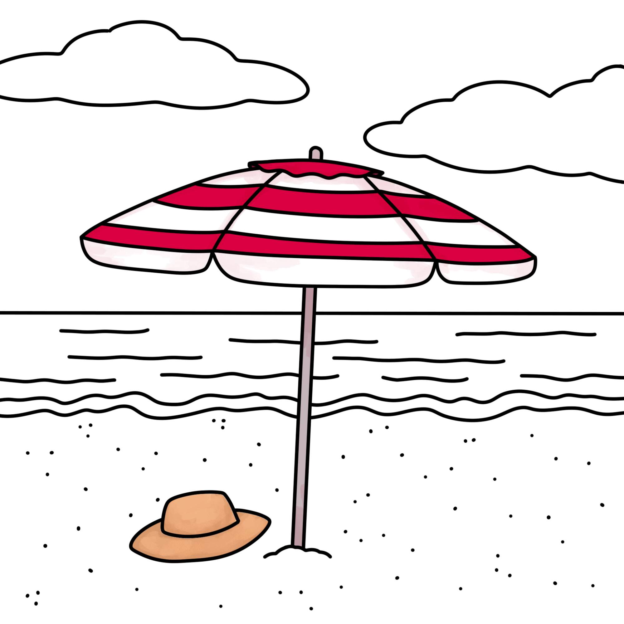 Draw a Beach Umbrella - Step-16