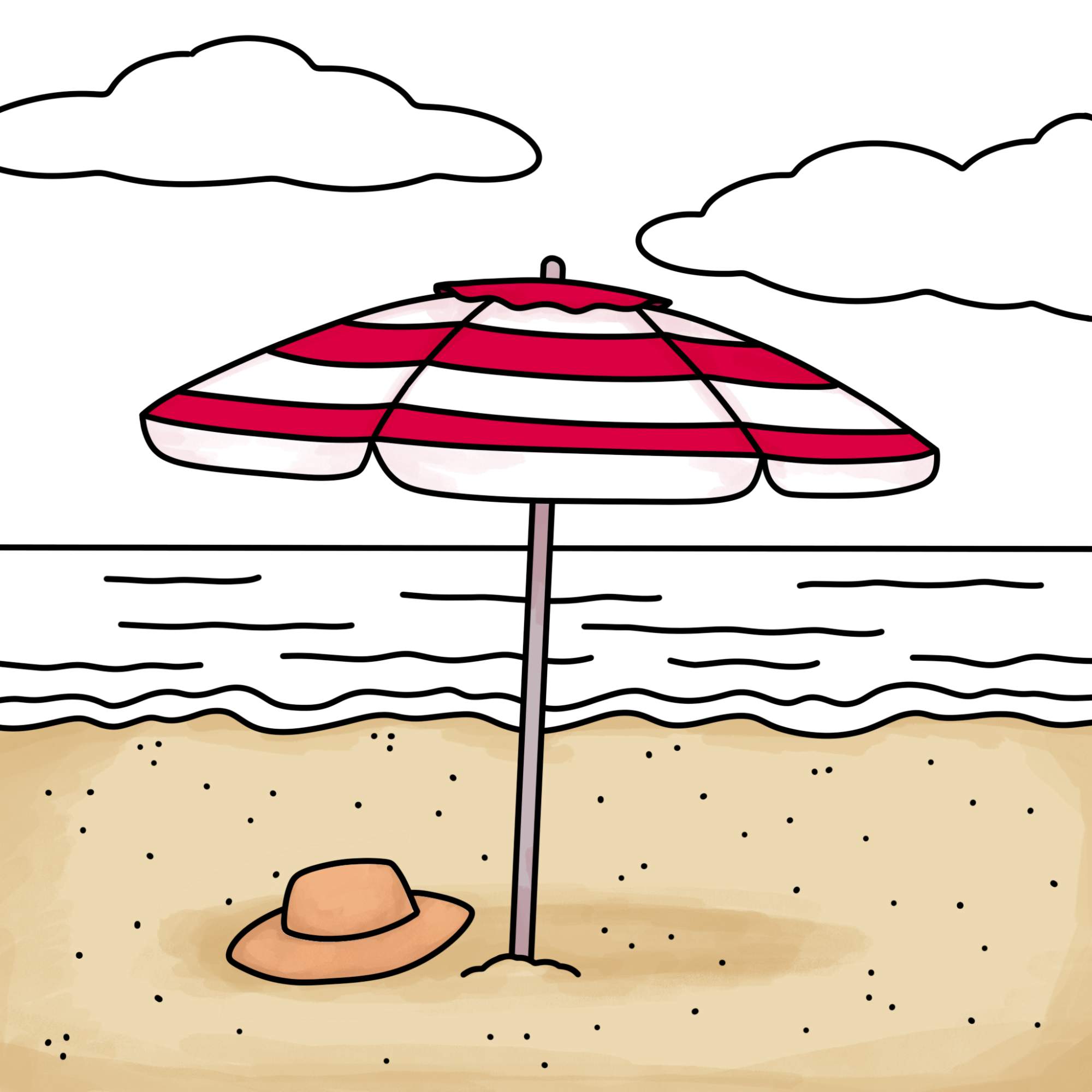 Draw a Beach Umbrella - Step-17