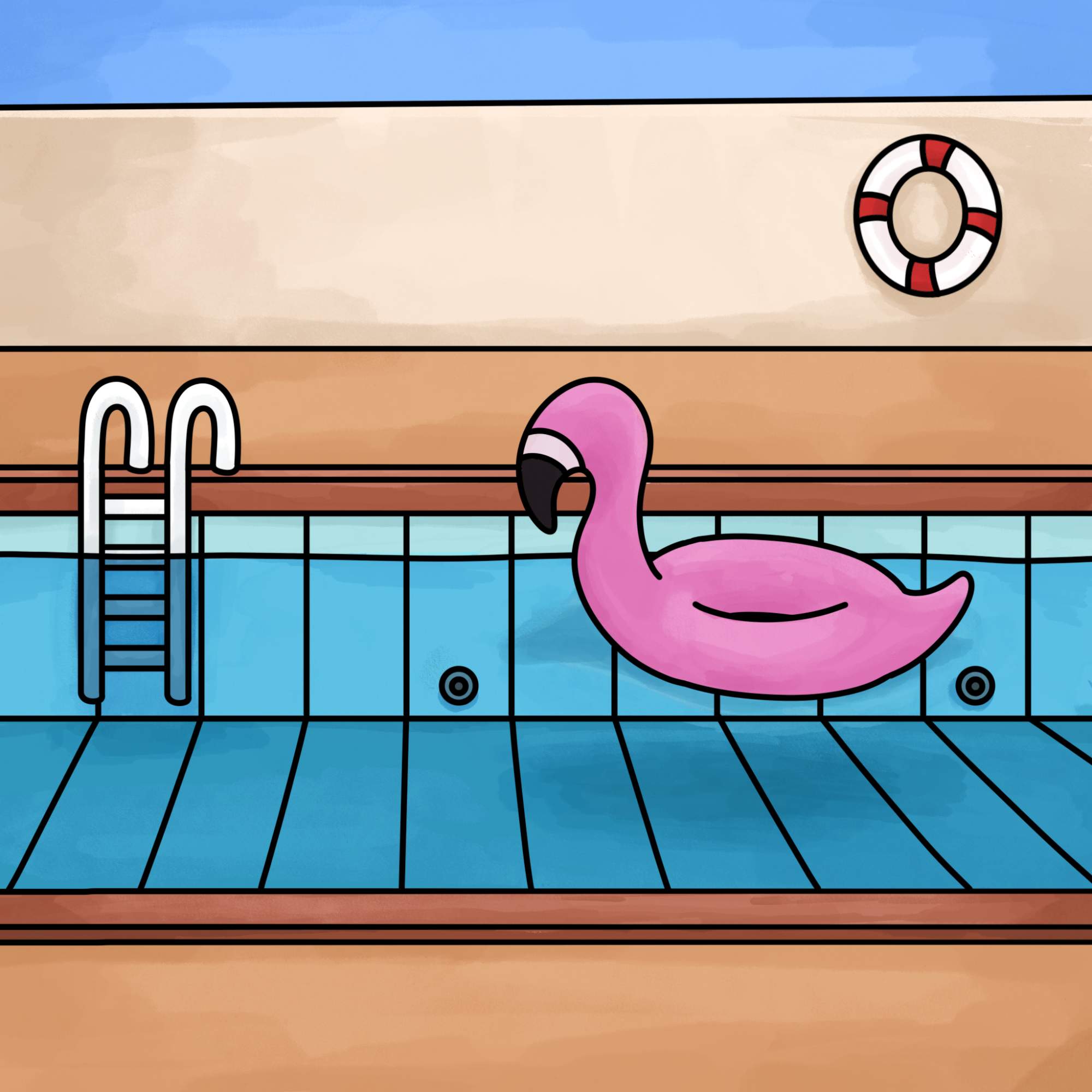 Draw a Swimming Pool - Step-18