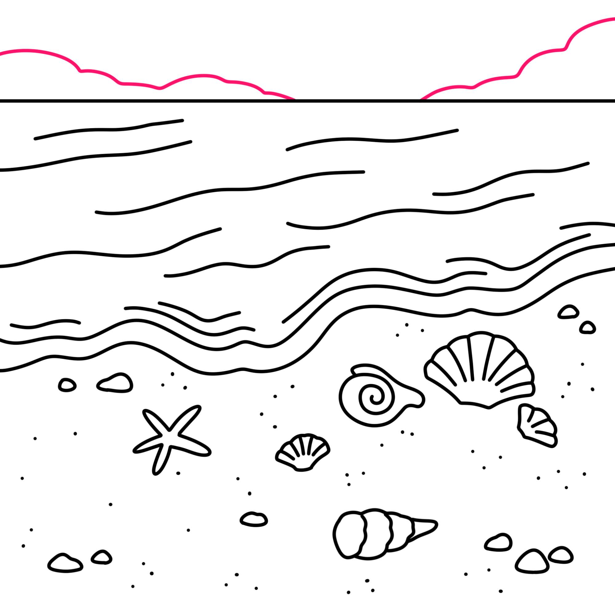 Easy Beach Drawing - Step-11