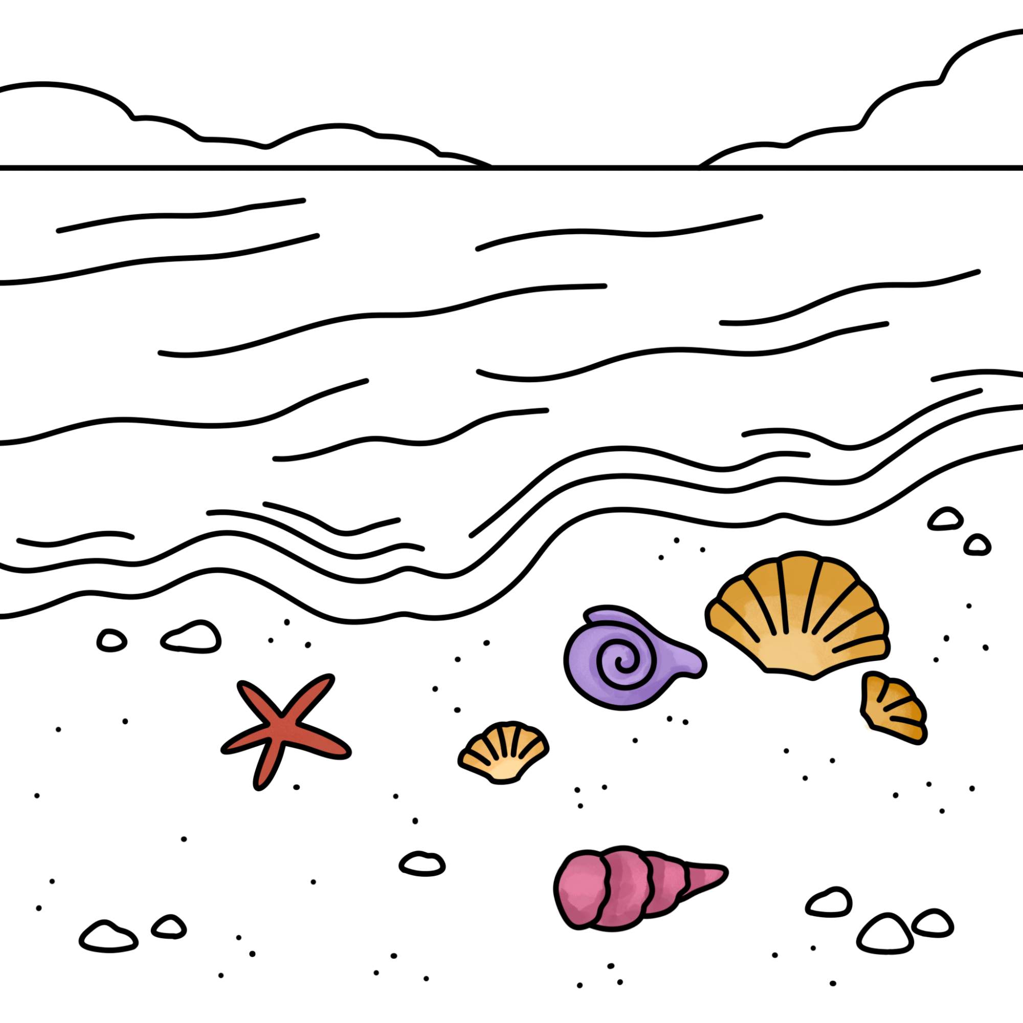 Easy Beach Drawing - Step-12