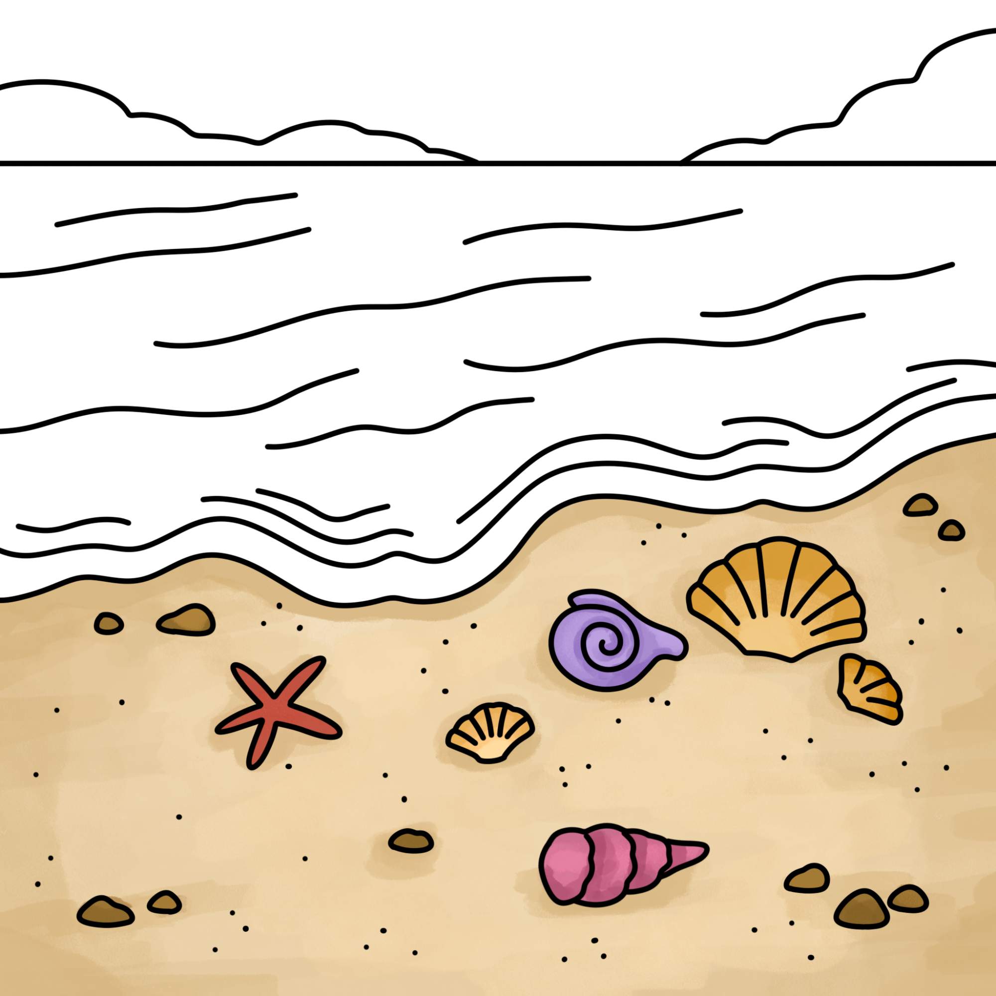 Easy Beach Drawing - Step-13