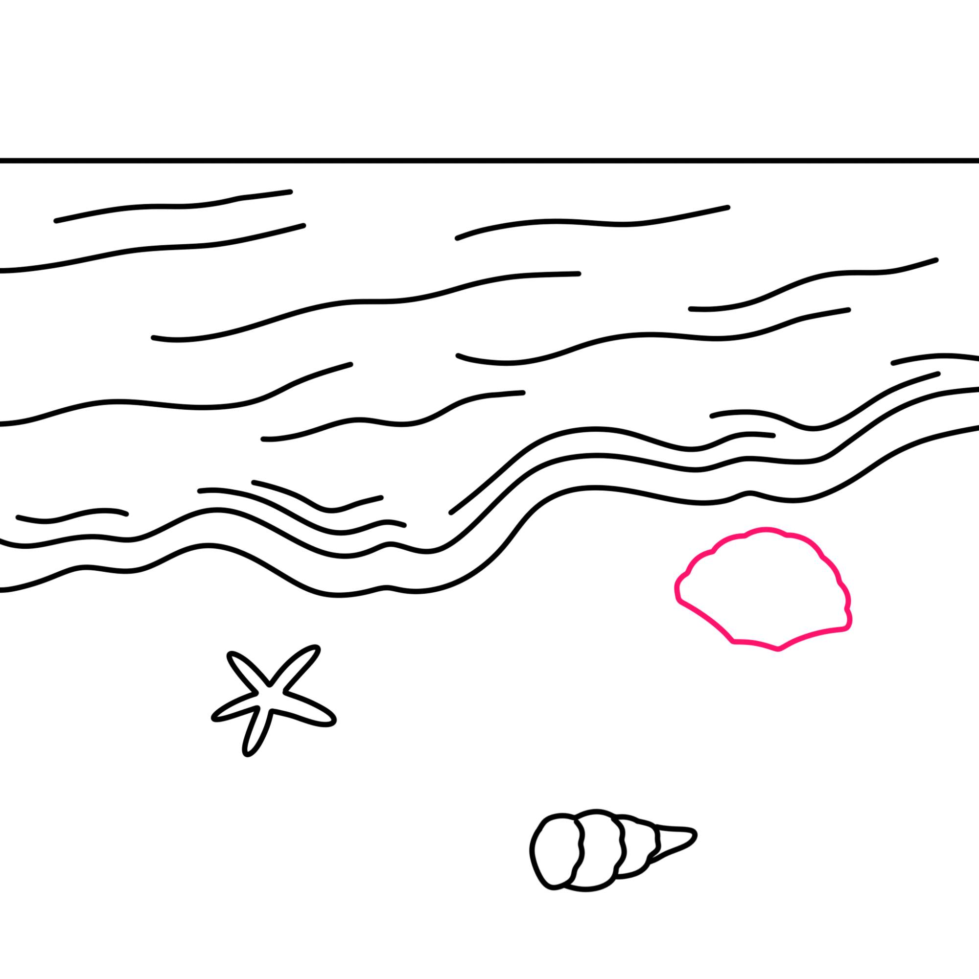 Easy Beach Drawing - Step-6