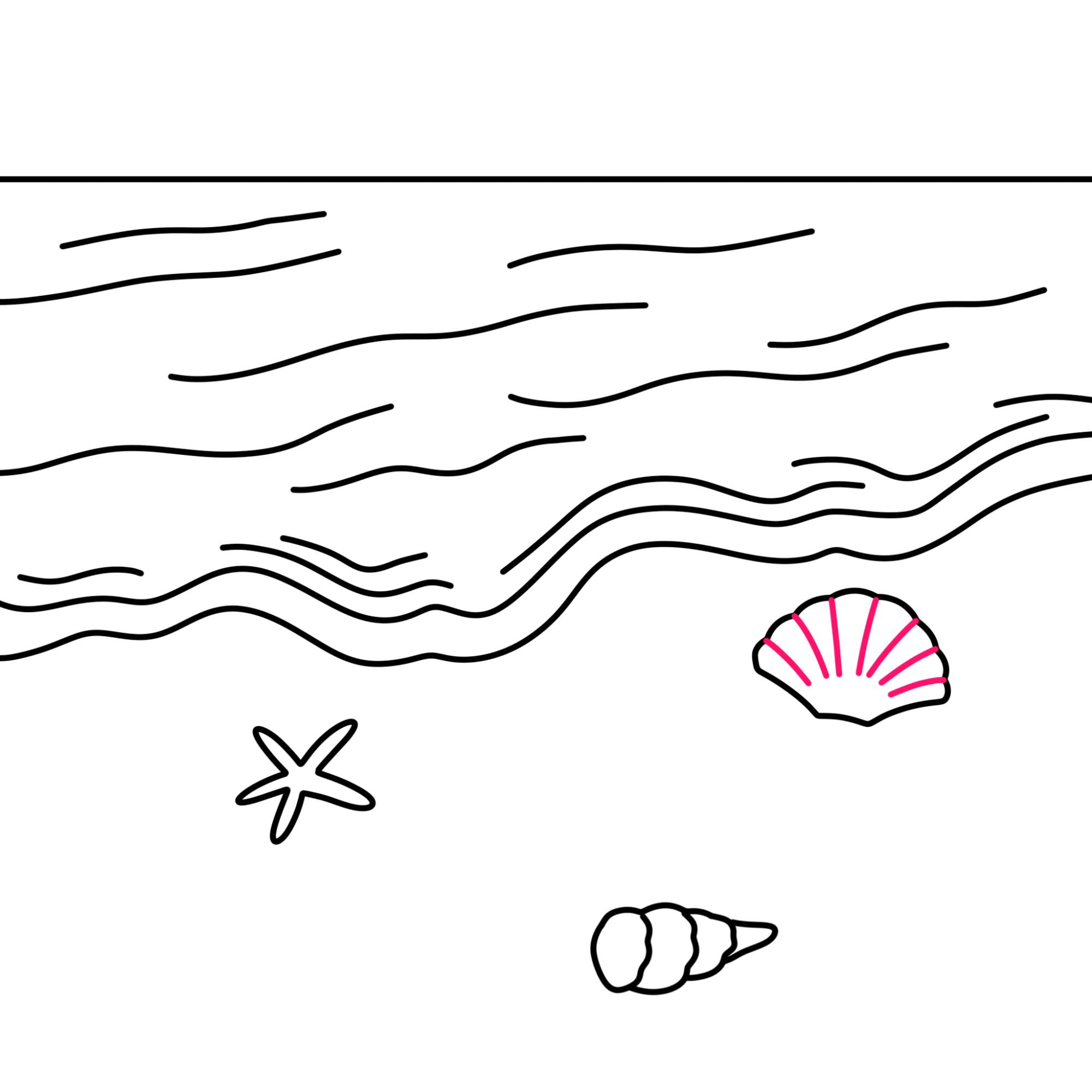 Easy Beach Drawing - Step-7