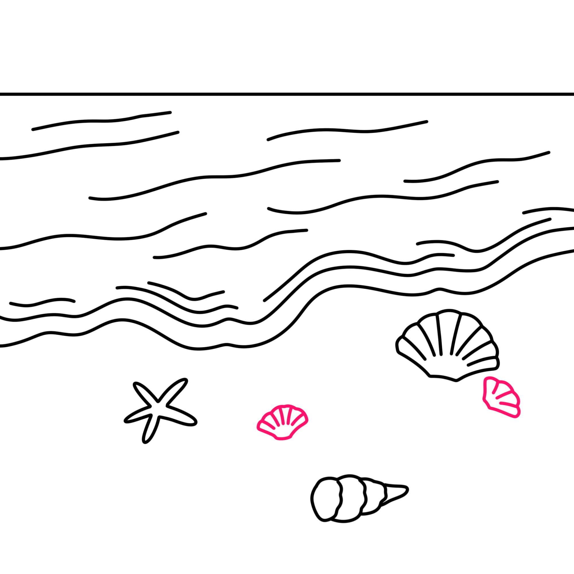 Easy Beach Drawing - Step-8