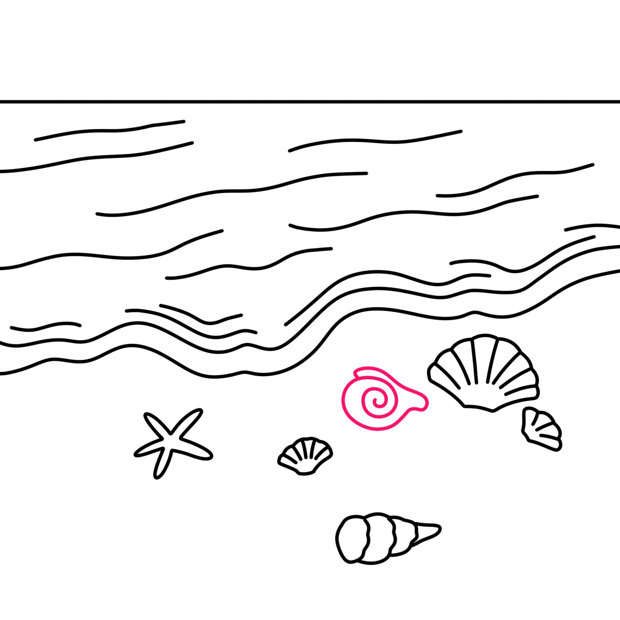 Easy Beach Drawing - Step-9