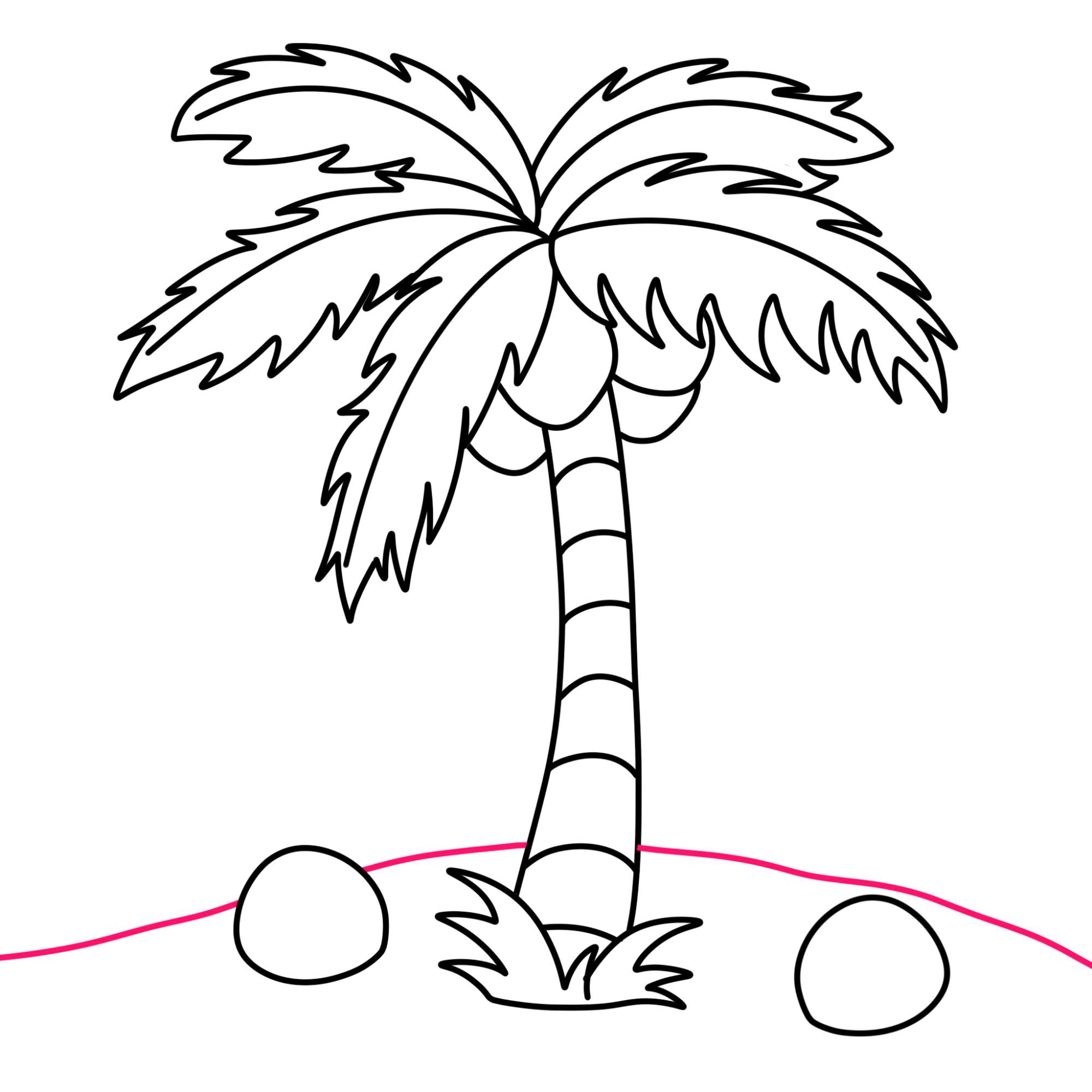 Easy Coconut Tree Drawing - Step-10