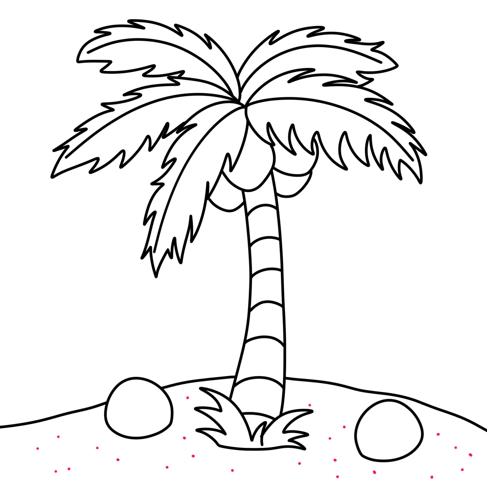 Easy Coconut Tree Drawing - Step-11