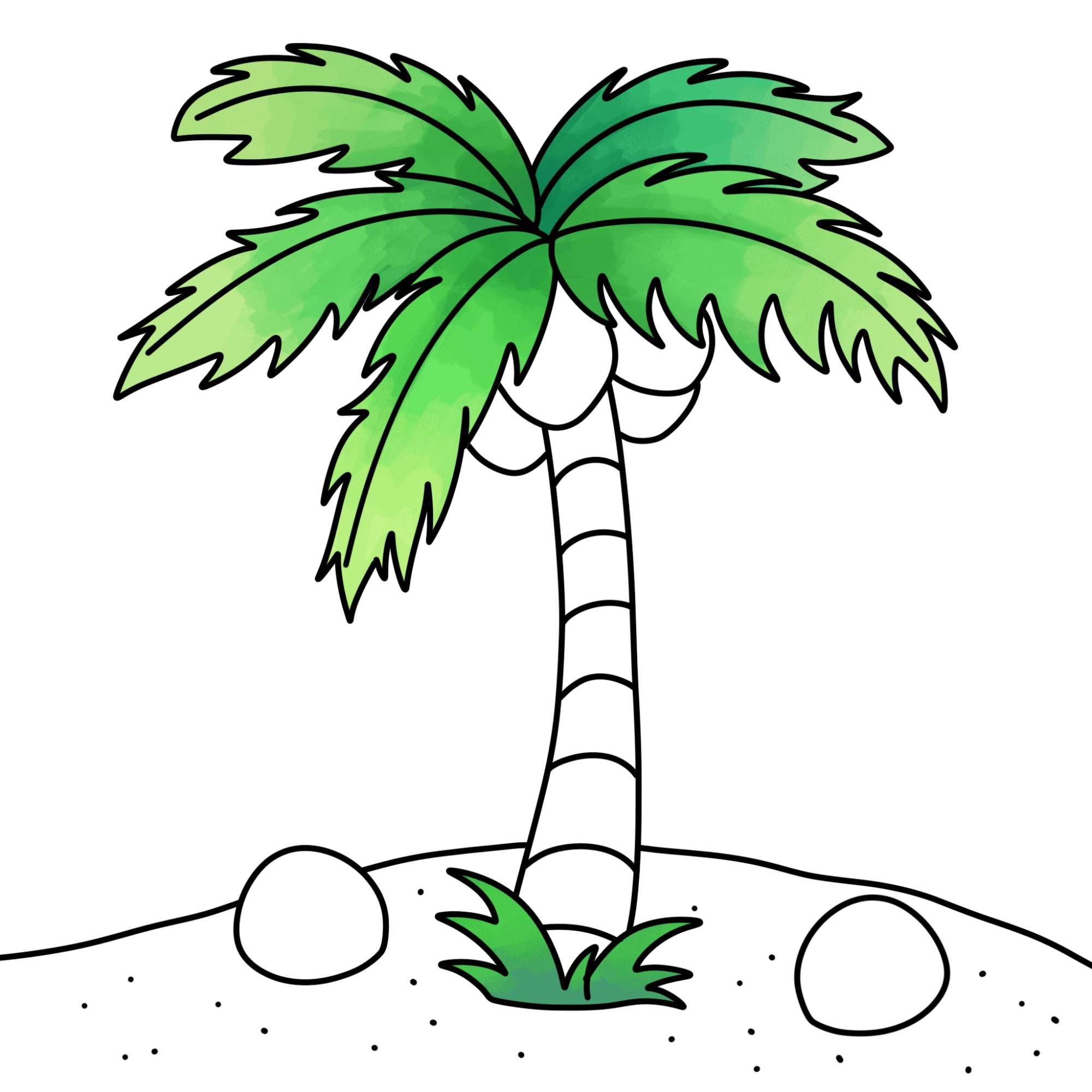 Easy Coconut Tree Drawing - Step-12