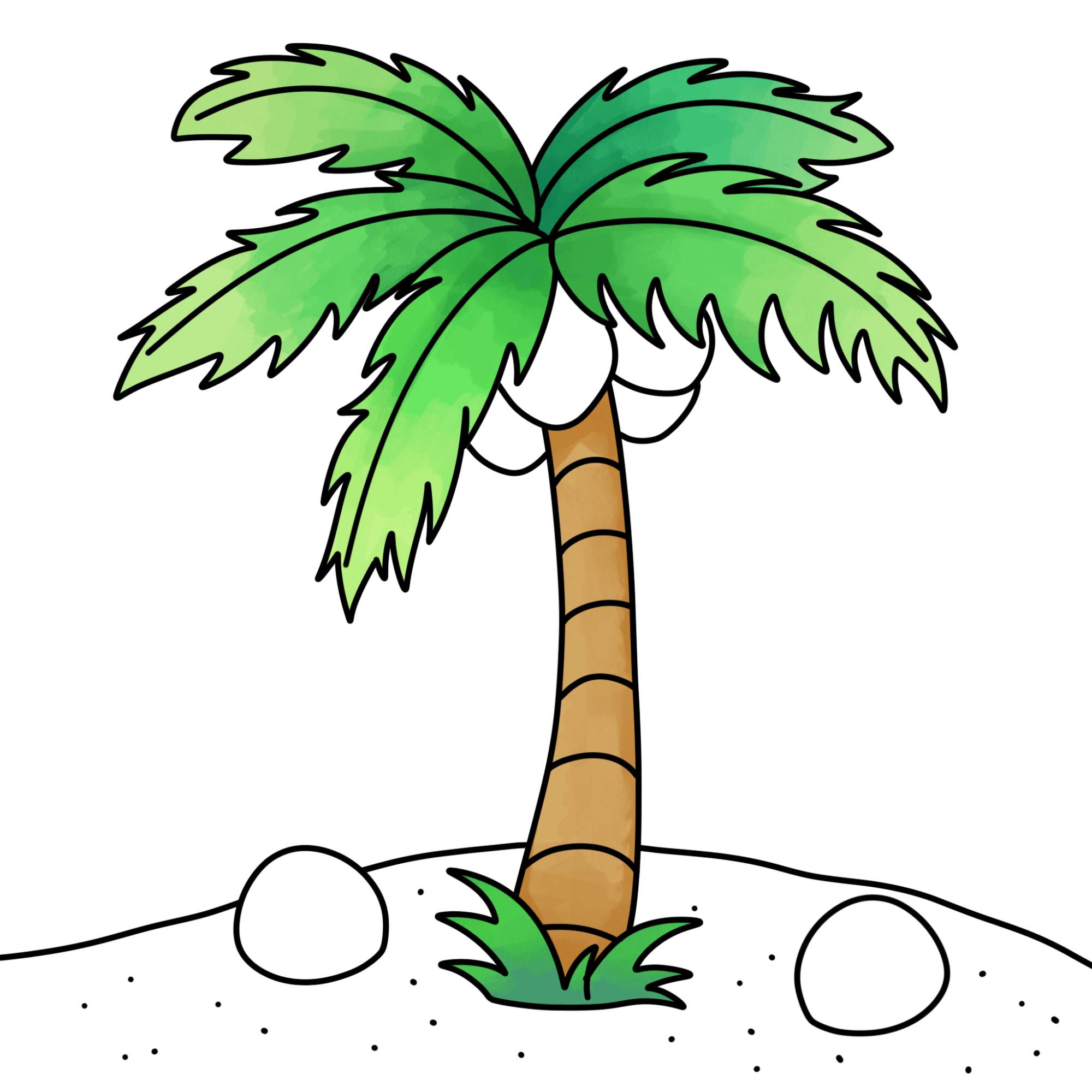 Easy Coconut Tree Drawing - Step-13