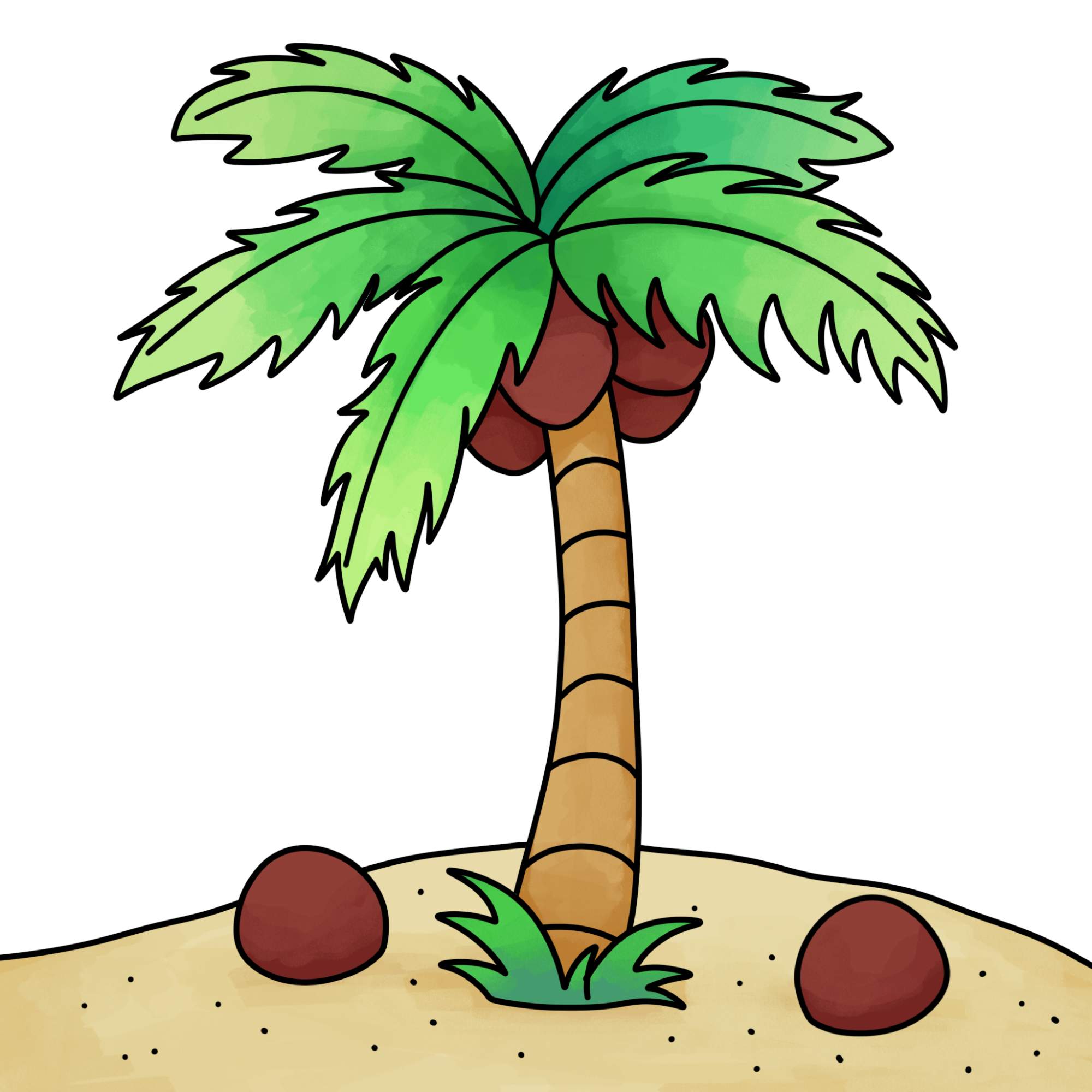 Easy Coconut Tree Drawing - Step-15