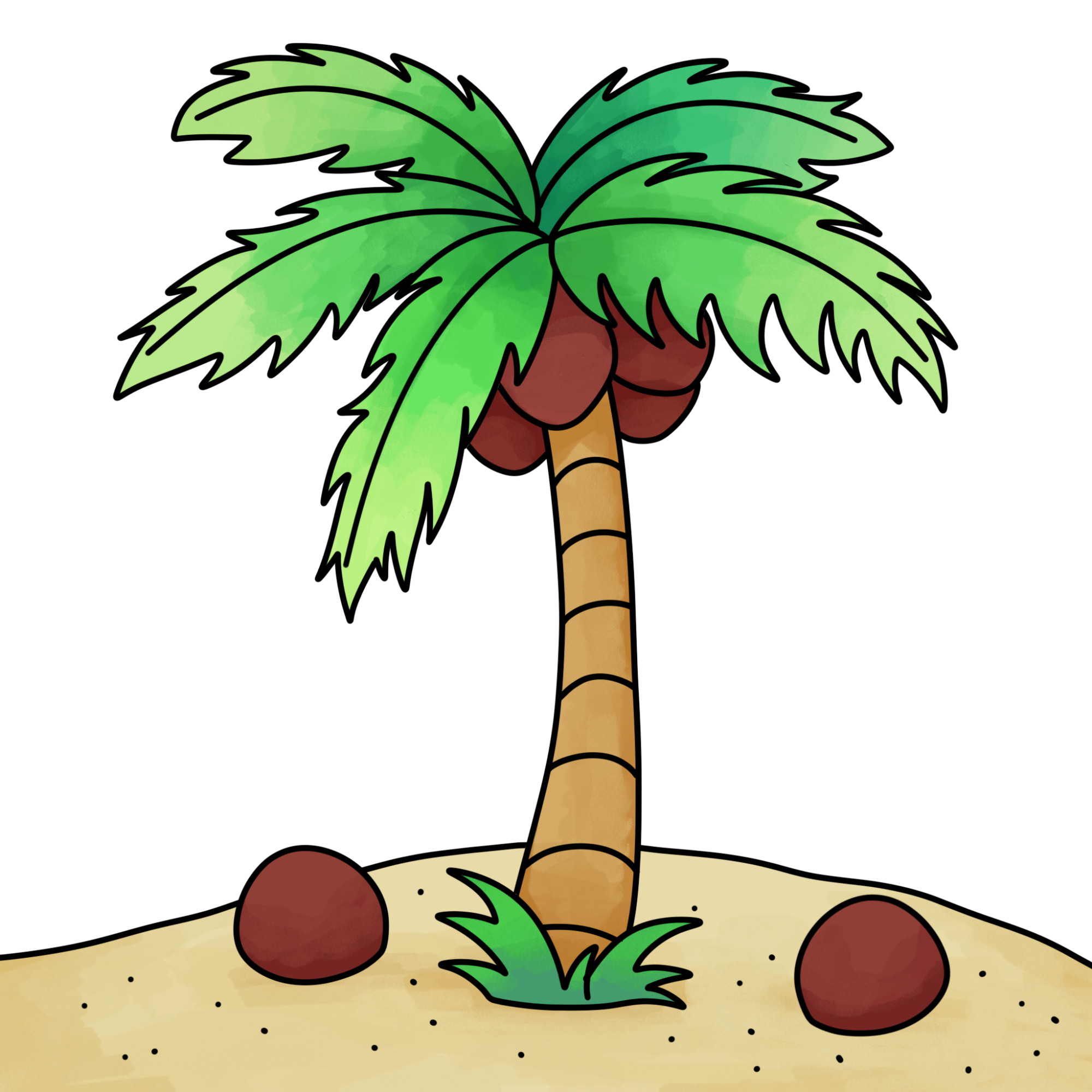 Easy Coconut Tree Drawing