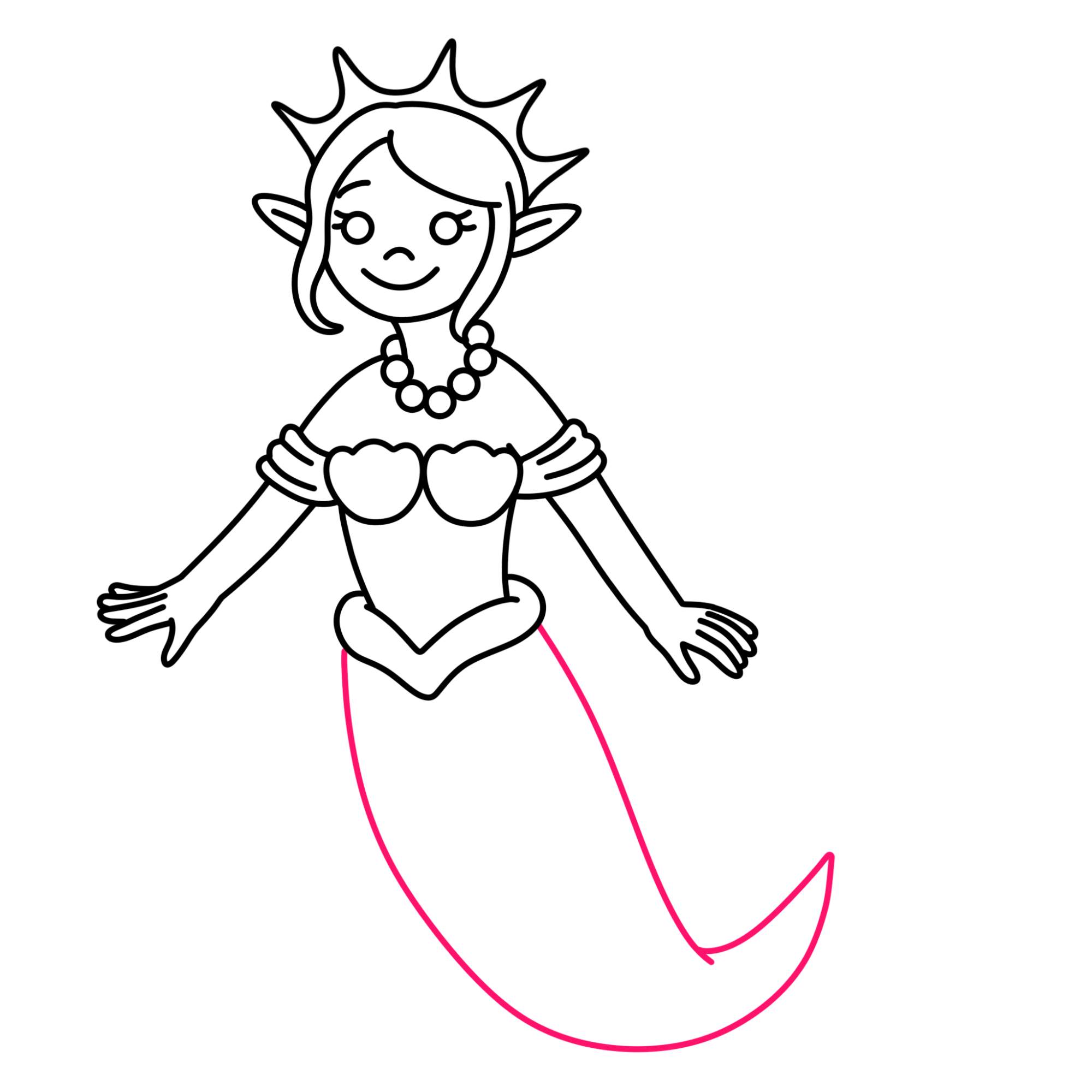 Easy Mermaid Drawing - Step-18