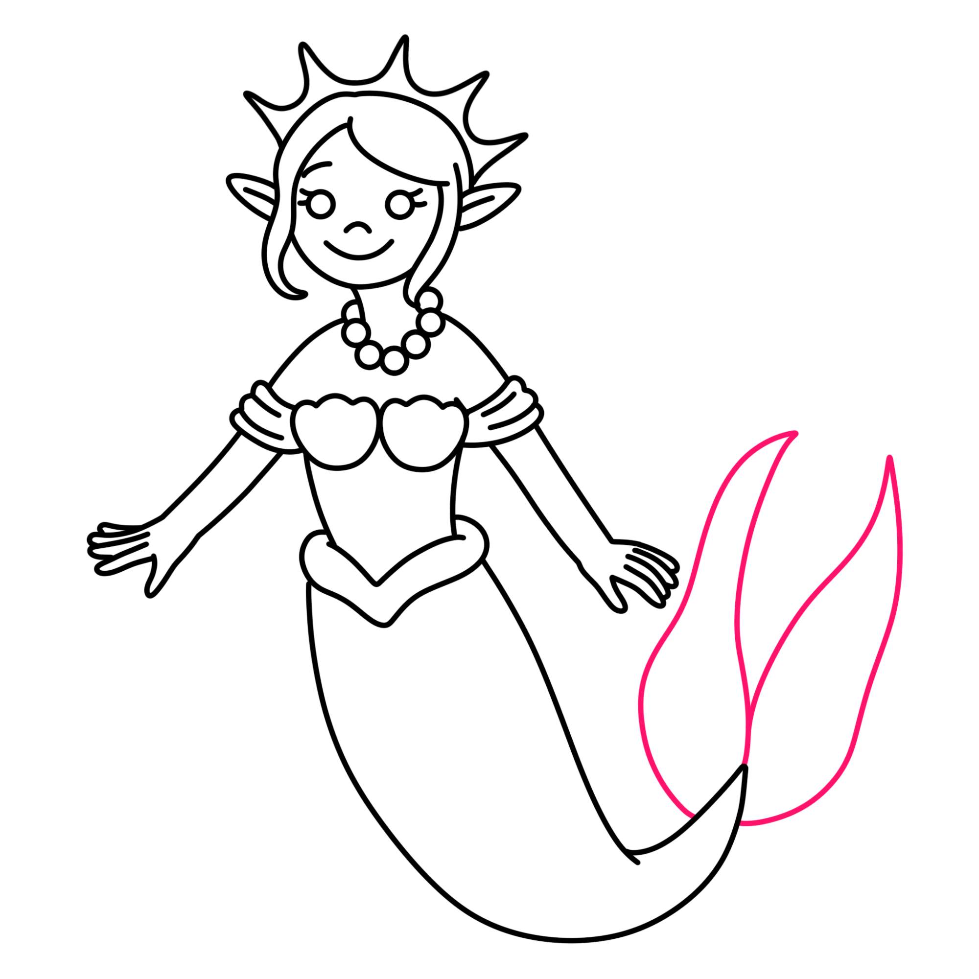 Easy Mermaid Drawing - Step-19