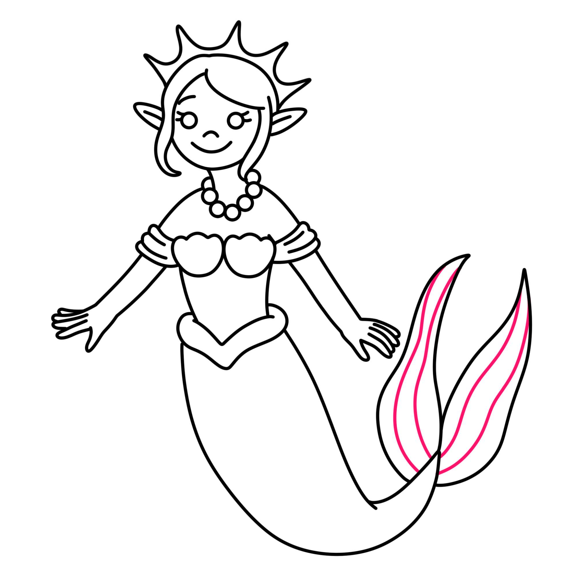 Easy Mermaid Drawing - Step-20