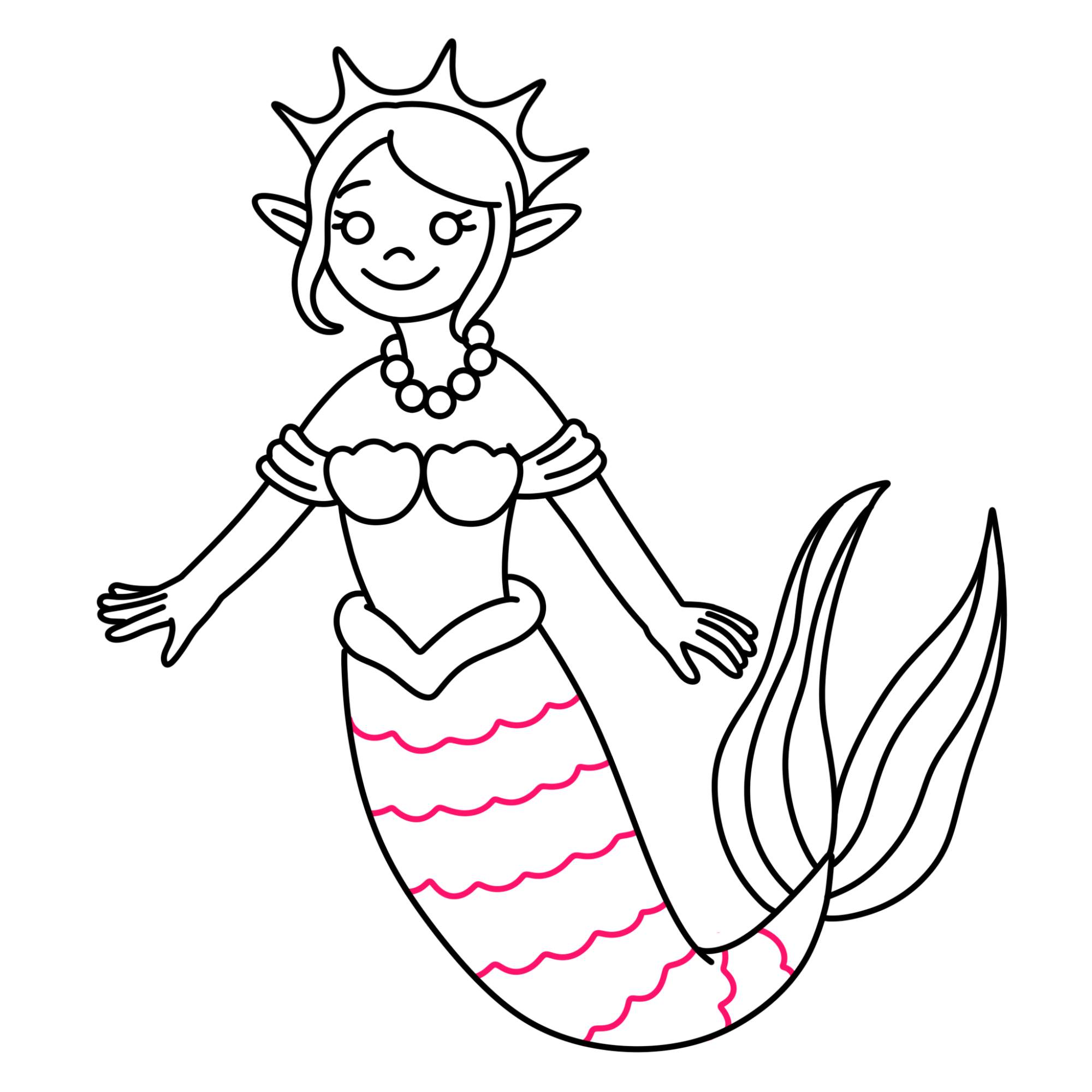 Easy Mermaid Drawing - Step-21