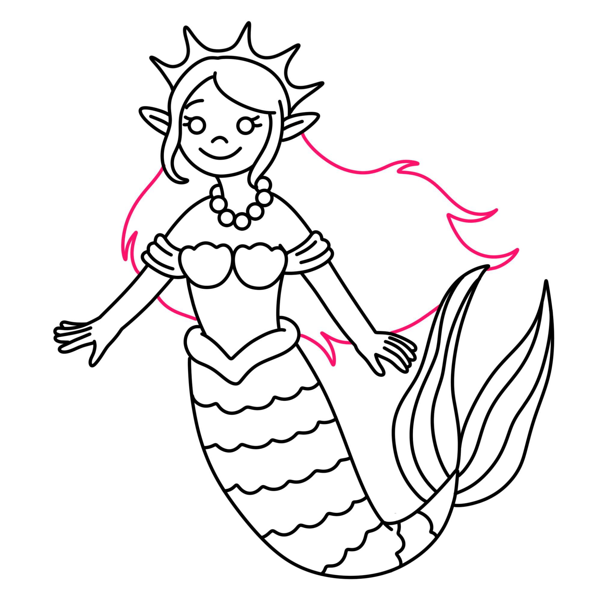 Easy Mermaid Drawing - Step-22