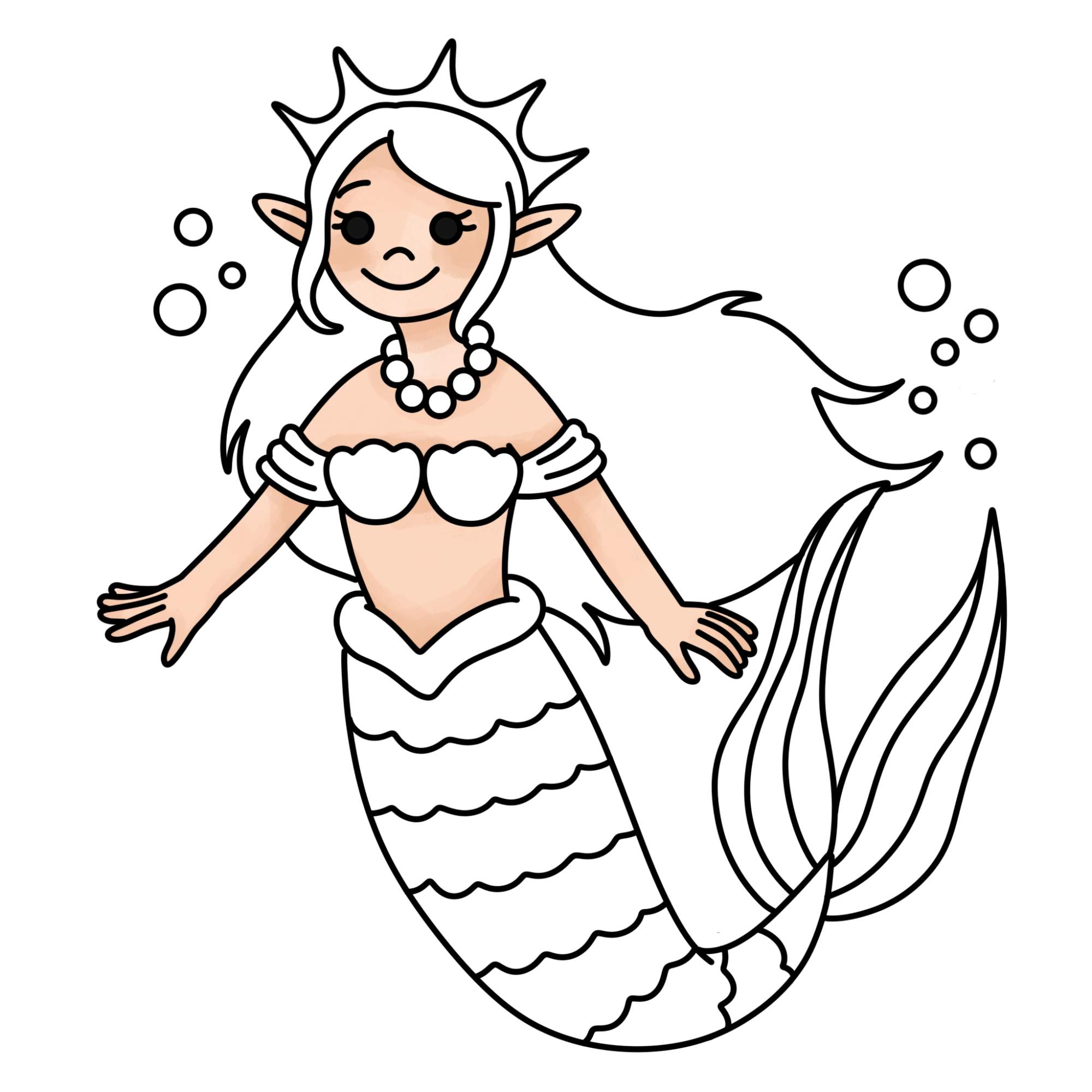 Easy Mermaid Drawing - Step-24