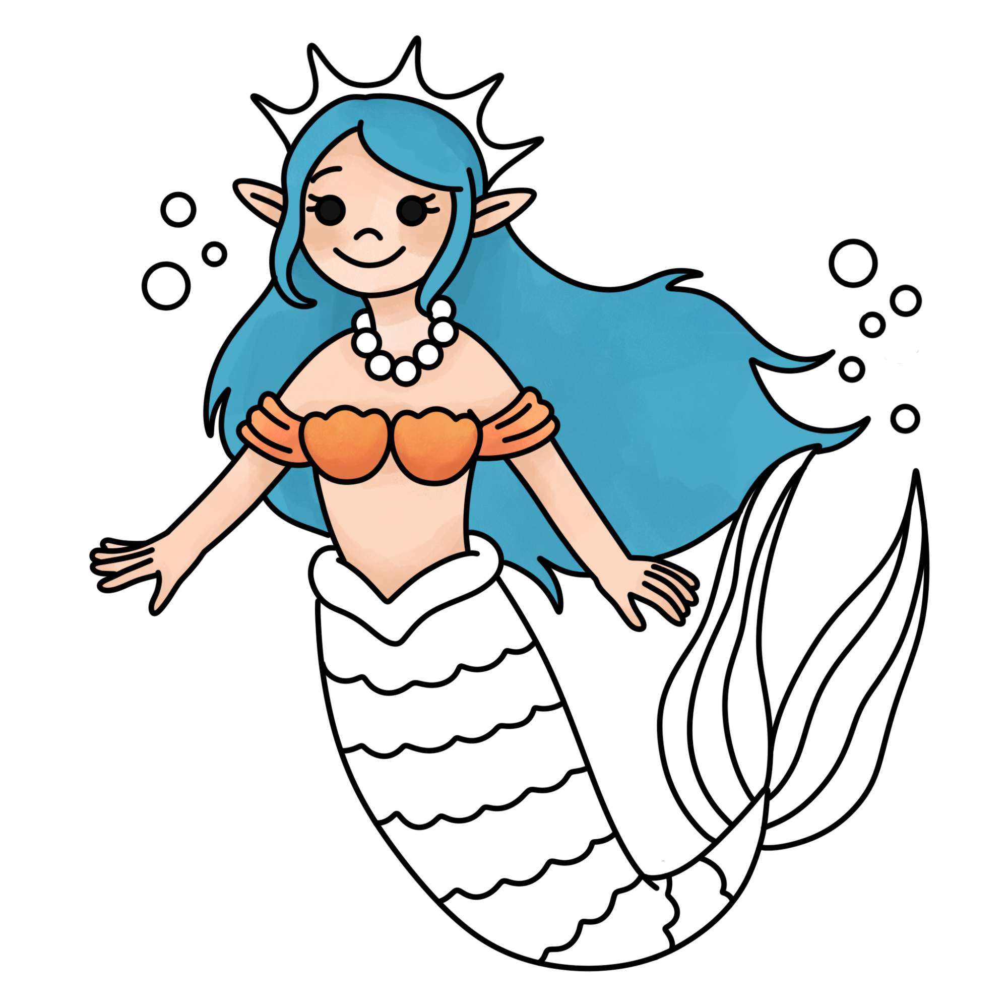 Easy Mermaid Drawing - Step-26