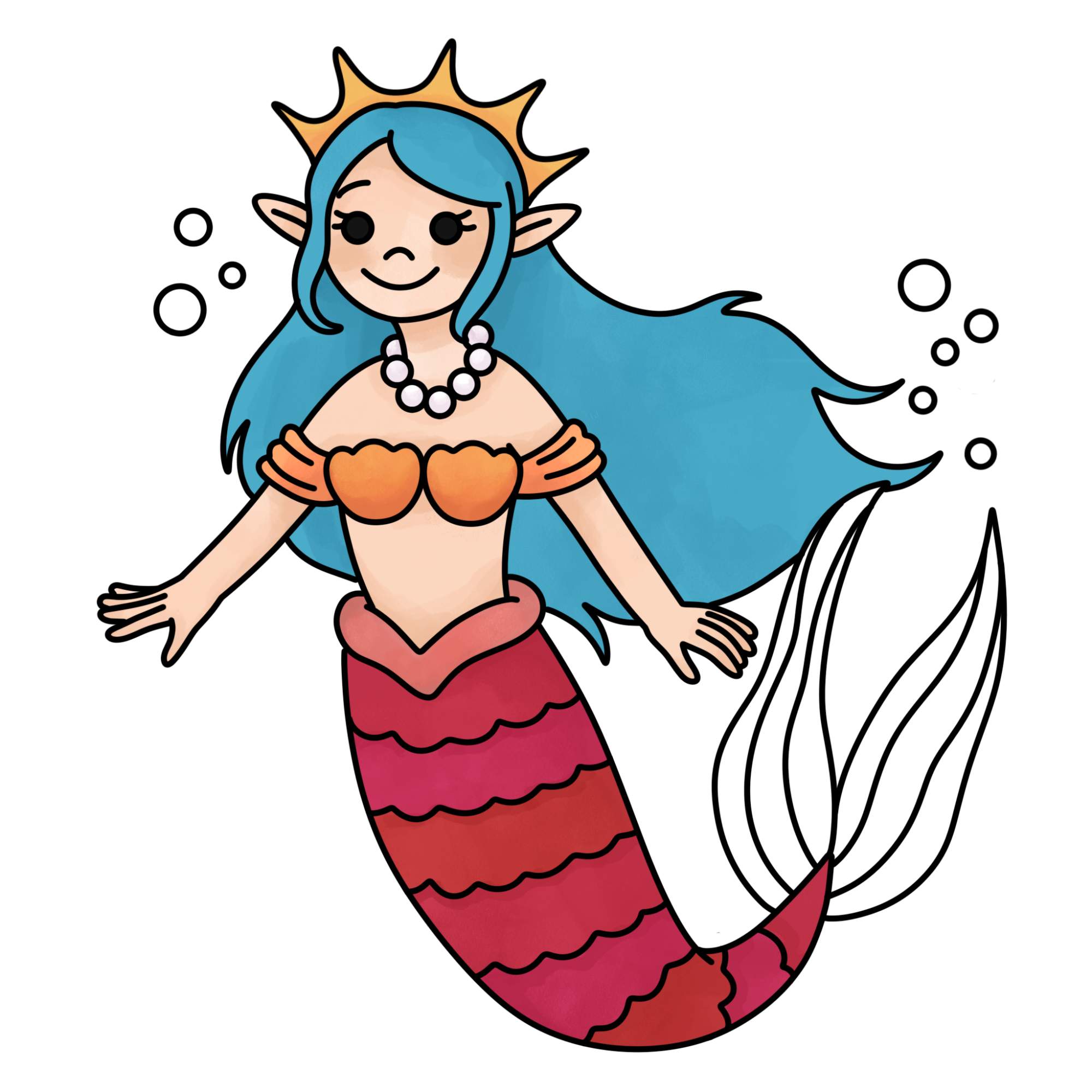 Easy Mermaid Drawing - Step-29