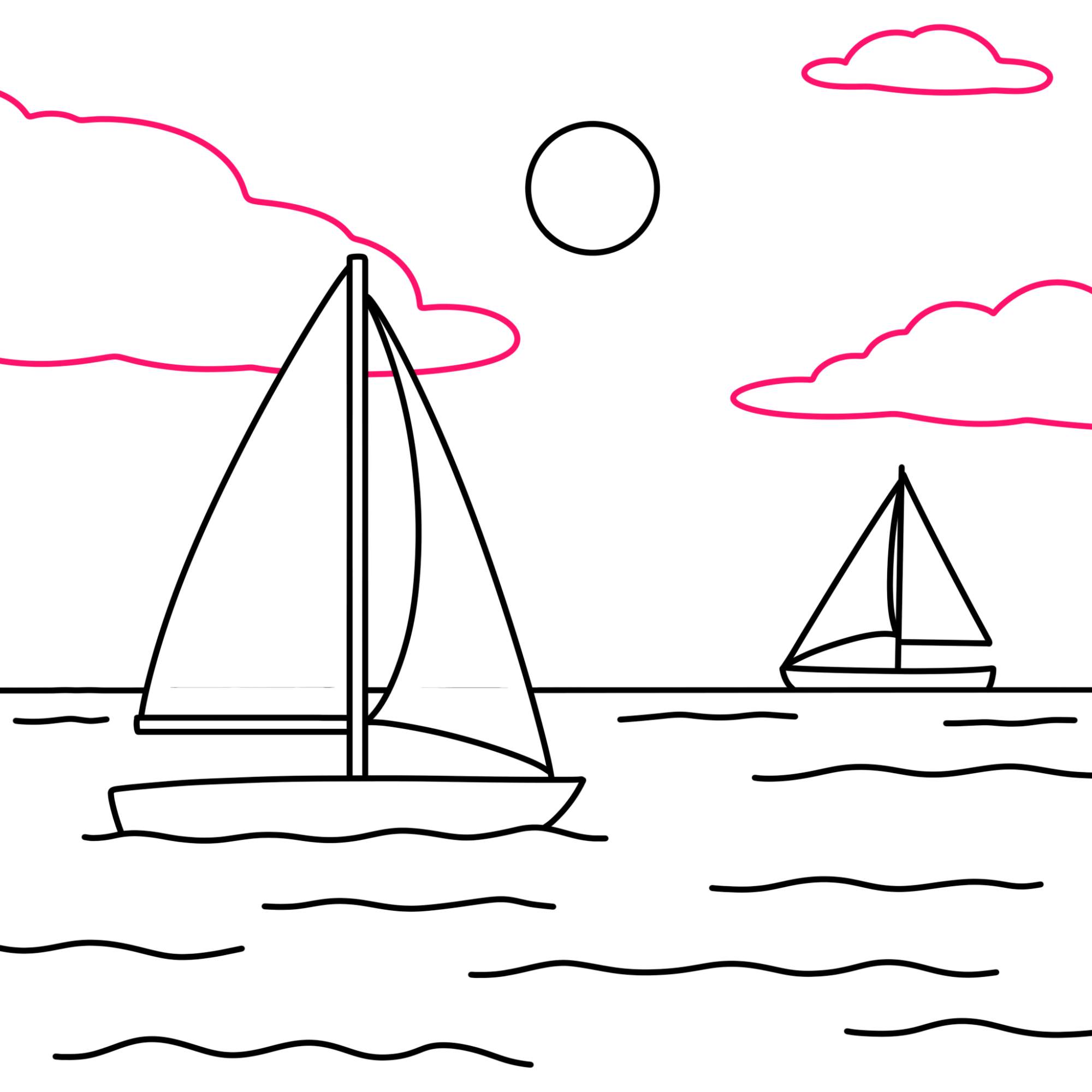 Easy Seascape Drawing - Step-14