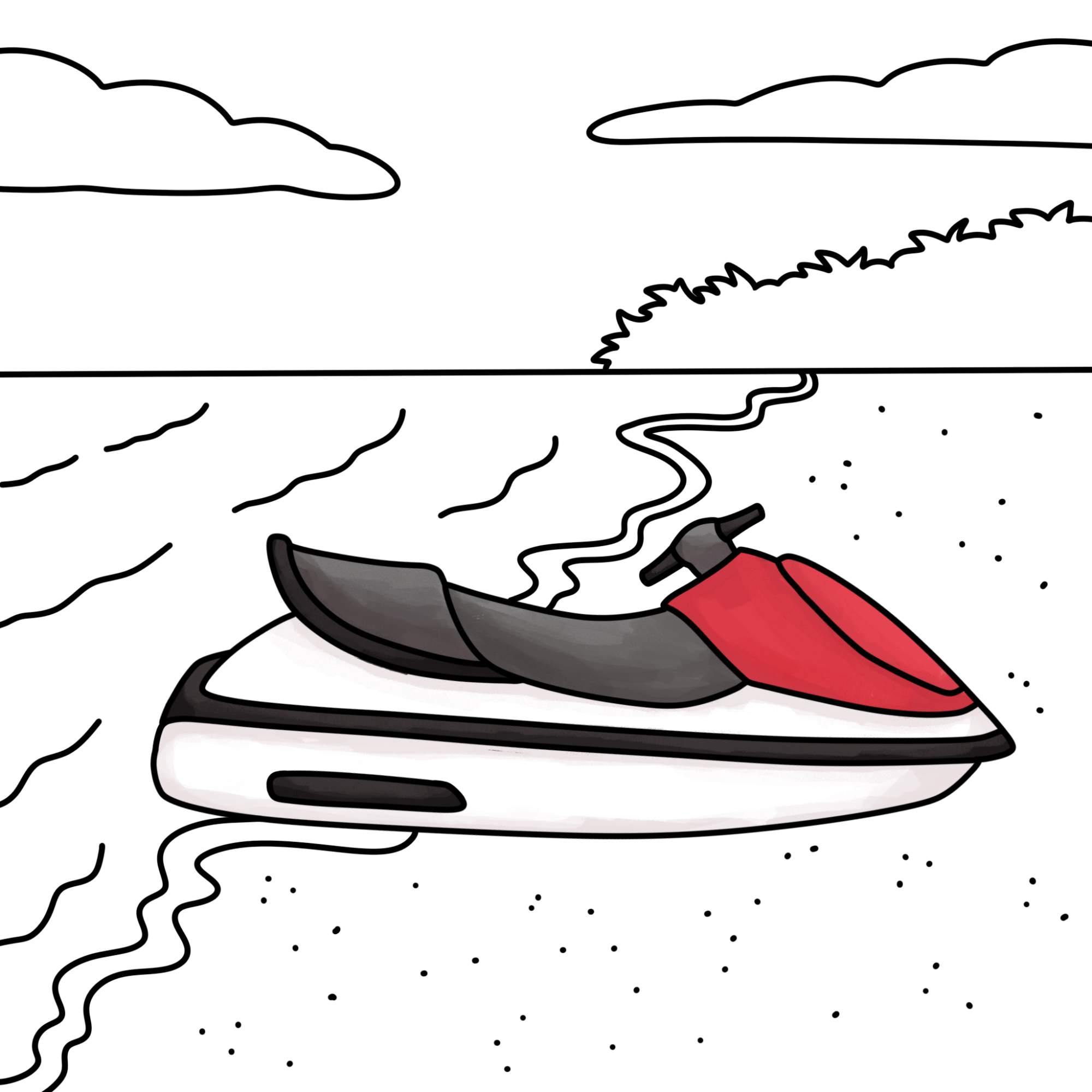 How to Draw a Jet Ski - Step-15