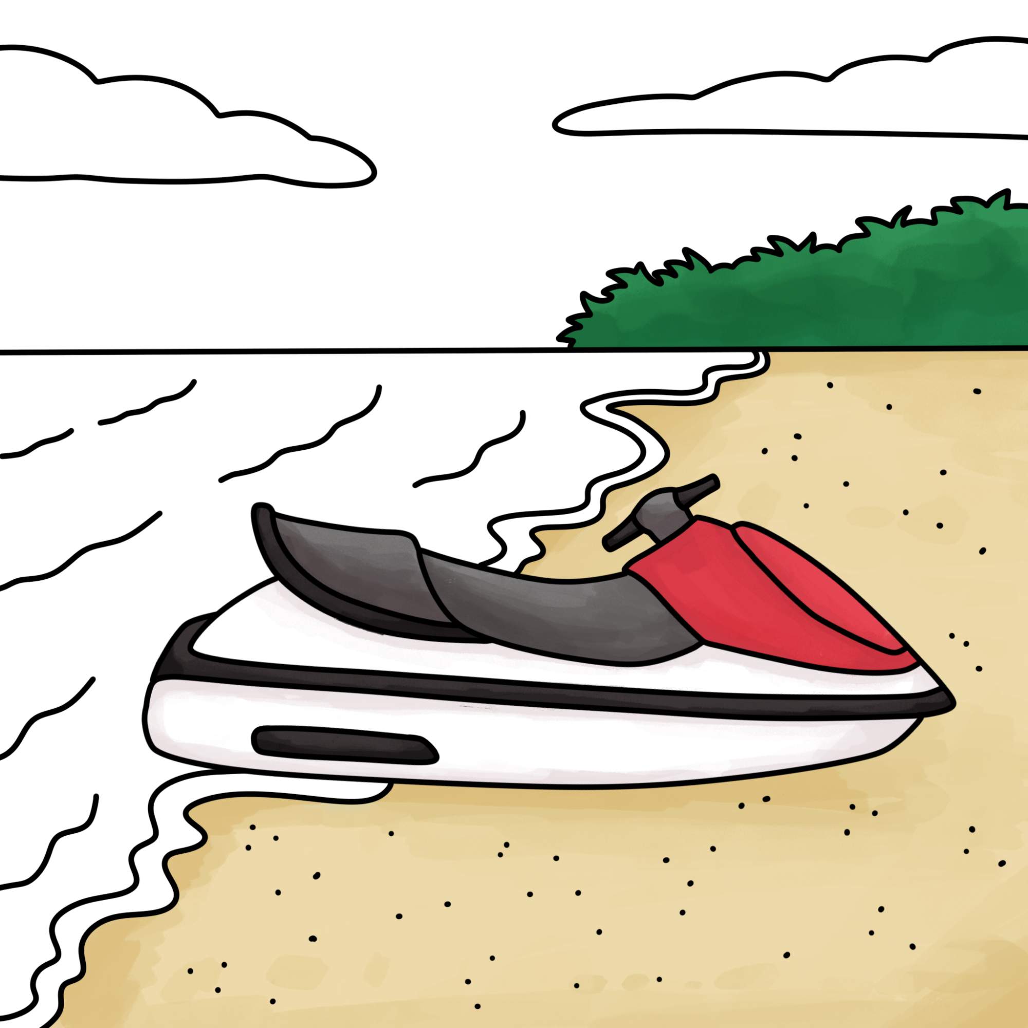 How to Draw a Jet Ski - Step-16