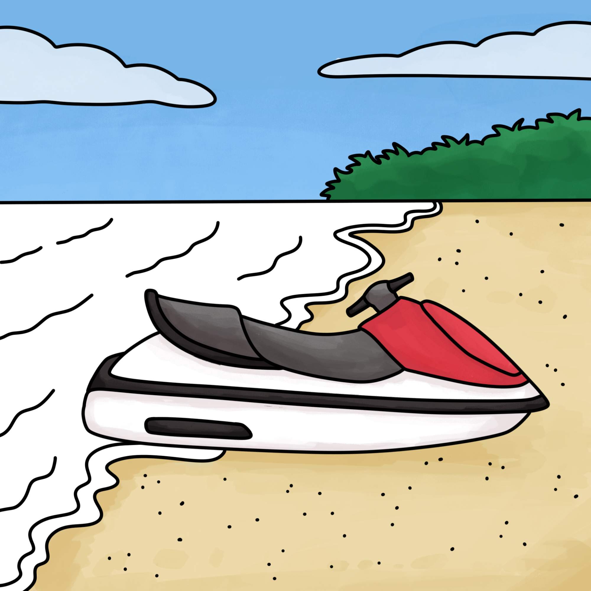 How to Draw a Jet Ski - Step-17