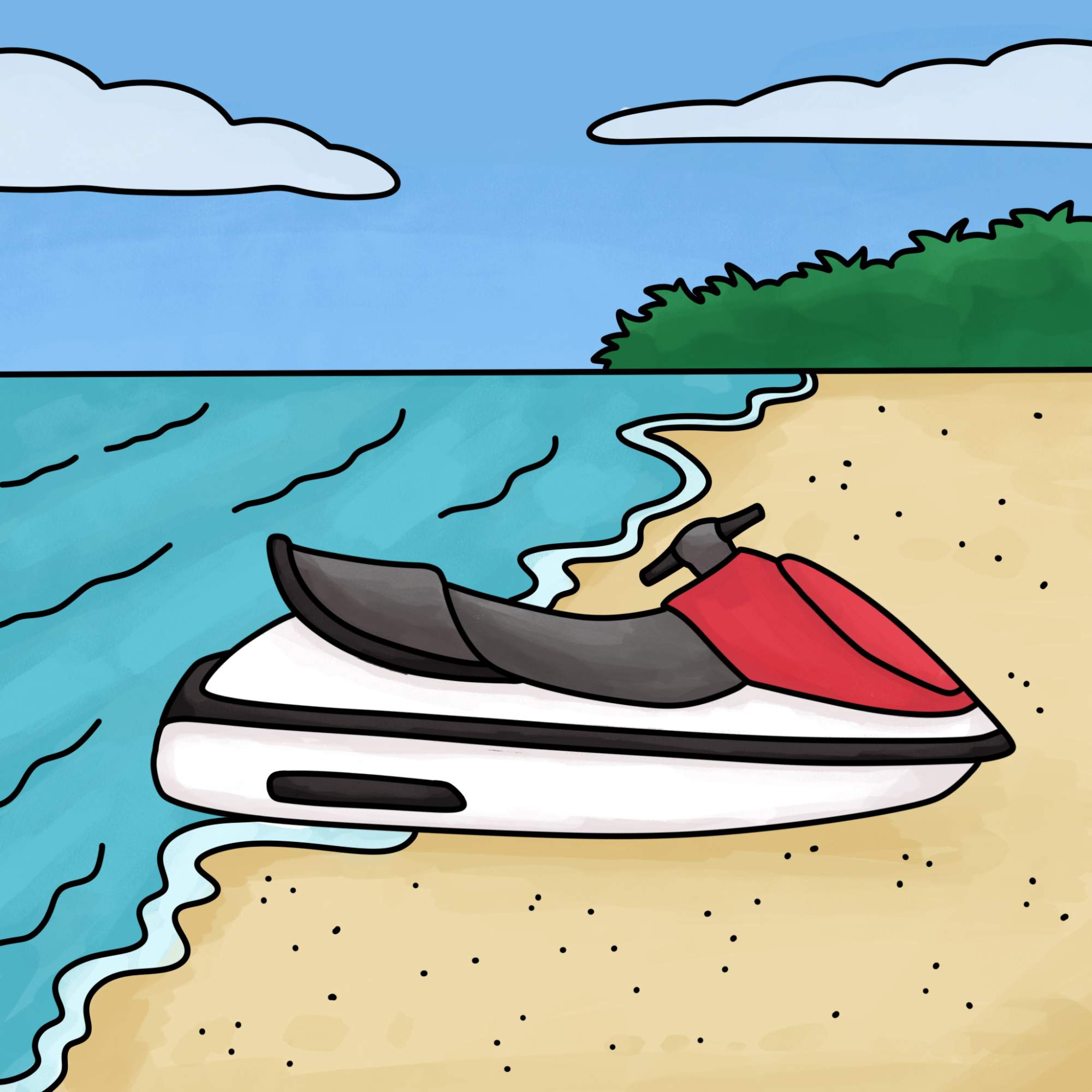 How to Draw a Jet Ski - Step-18