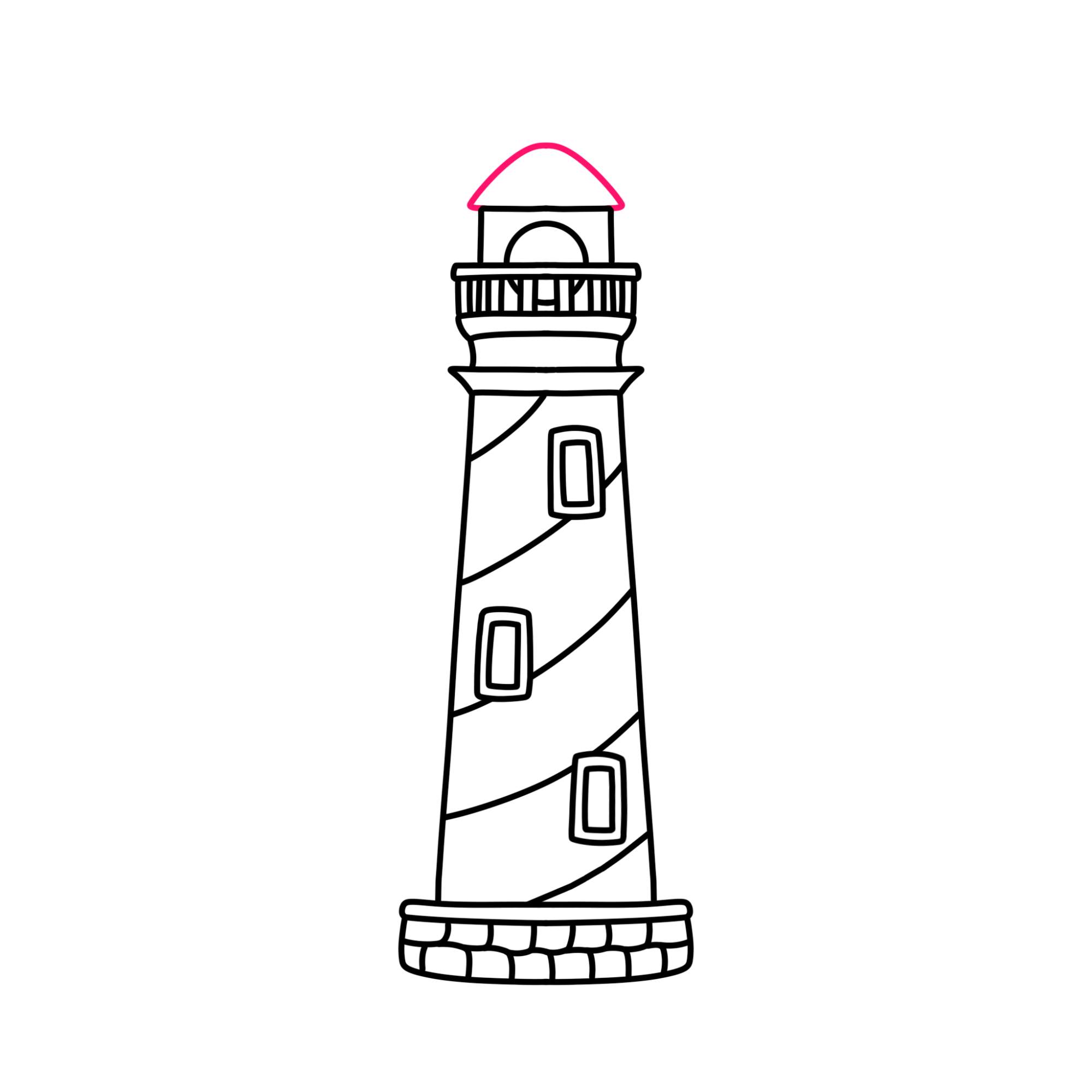 How to Draw a Lighthouse - Step-12