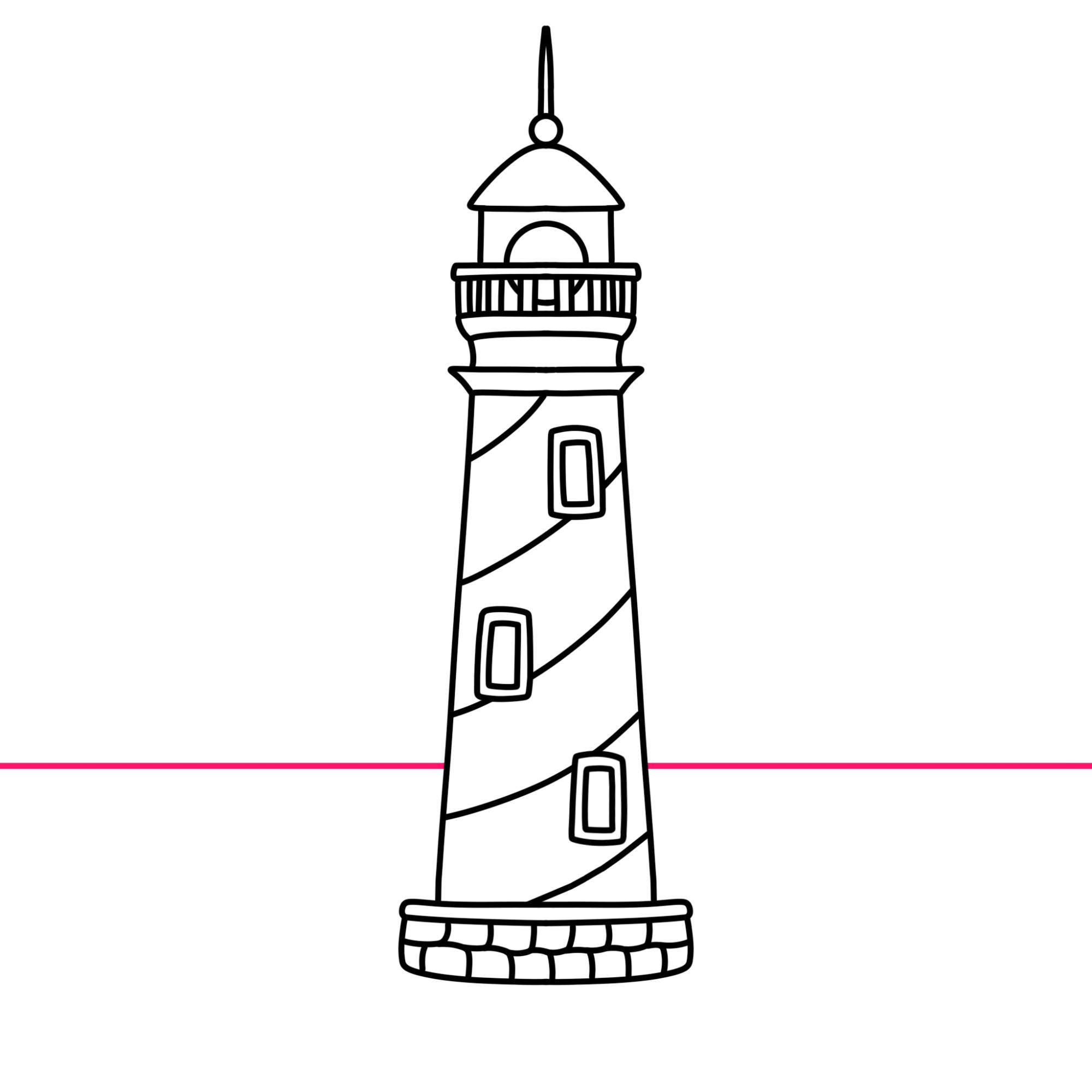 How to Draw a Lighthouse - Step-14