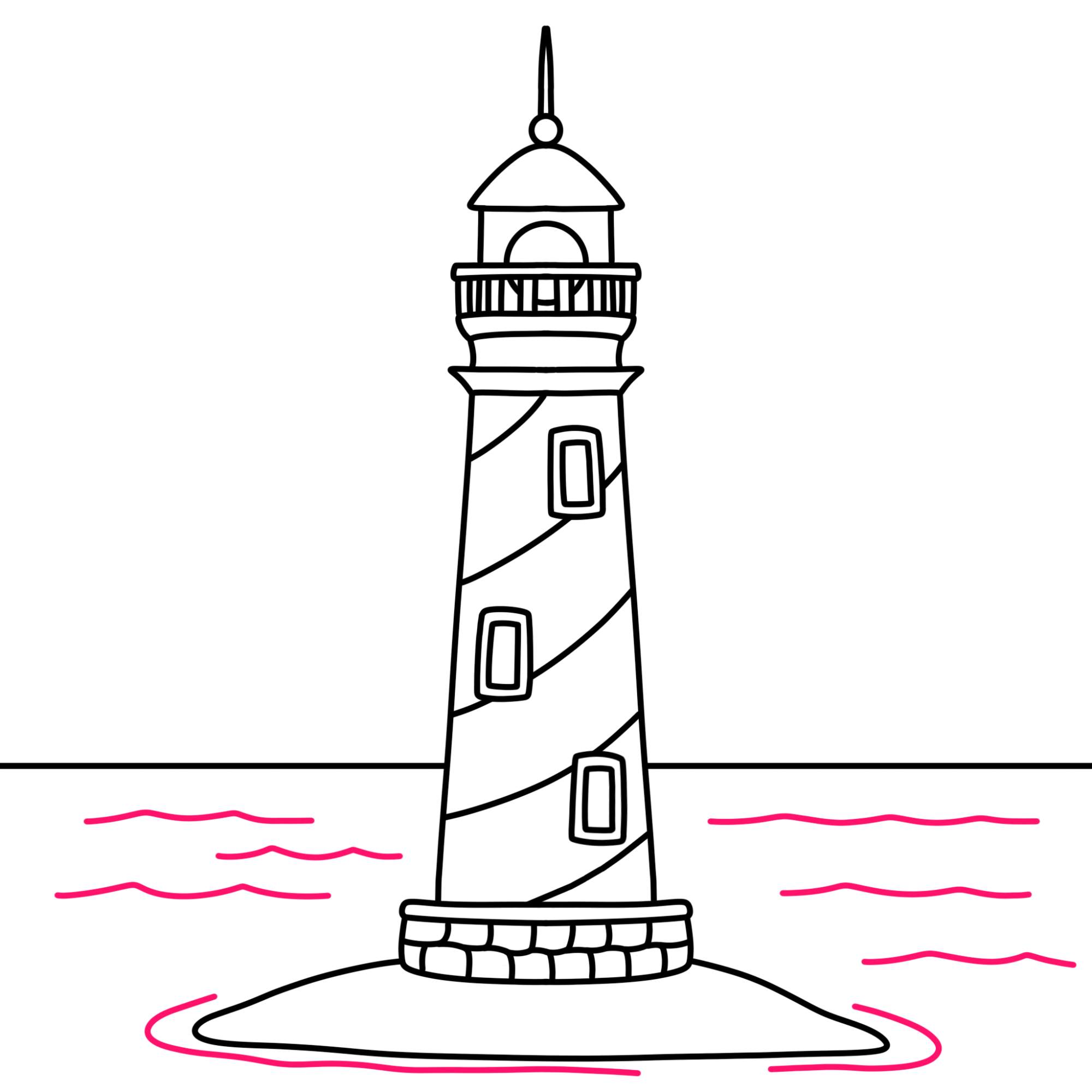 How to Draw a Lighthouse - Step-16