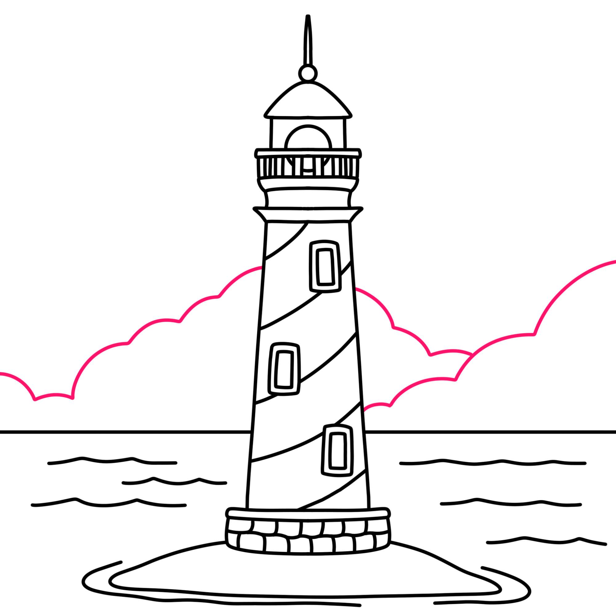 How to Draw a Lighthouse - Step-17