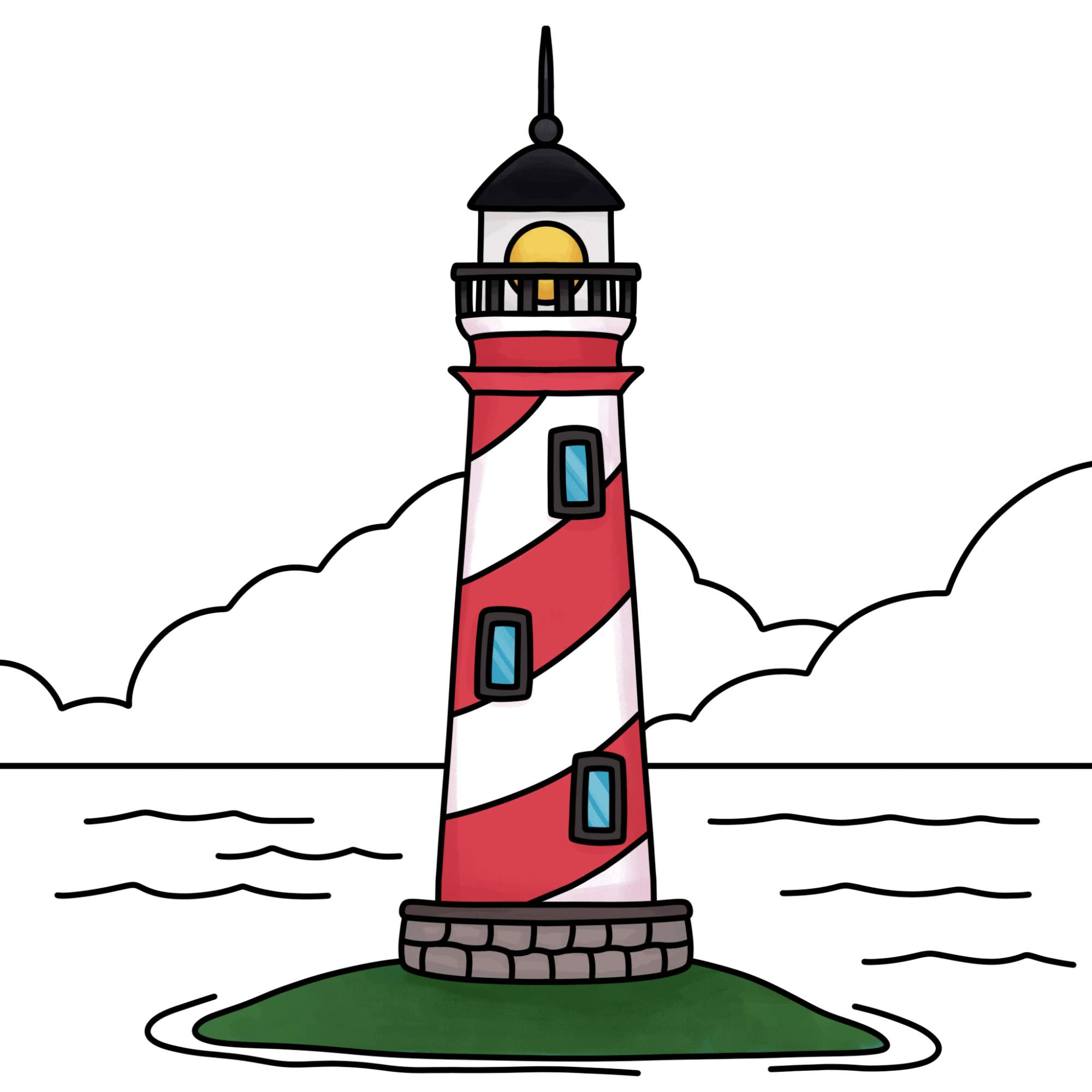 How to Draw a Lighthouse - Step-20