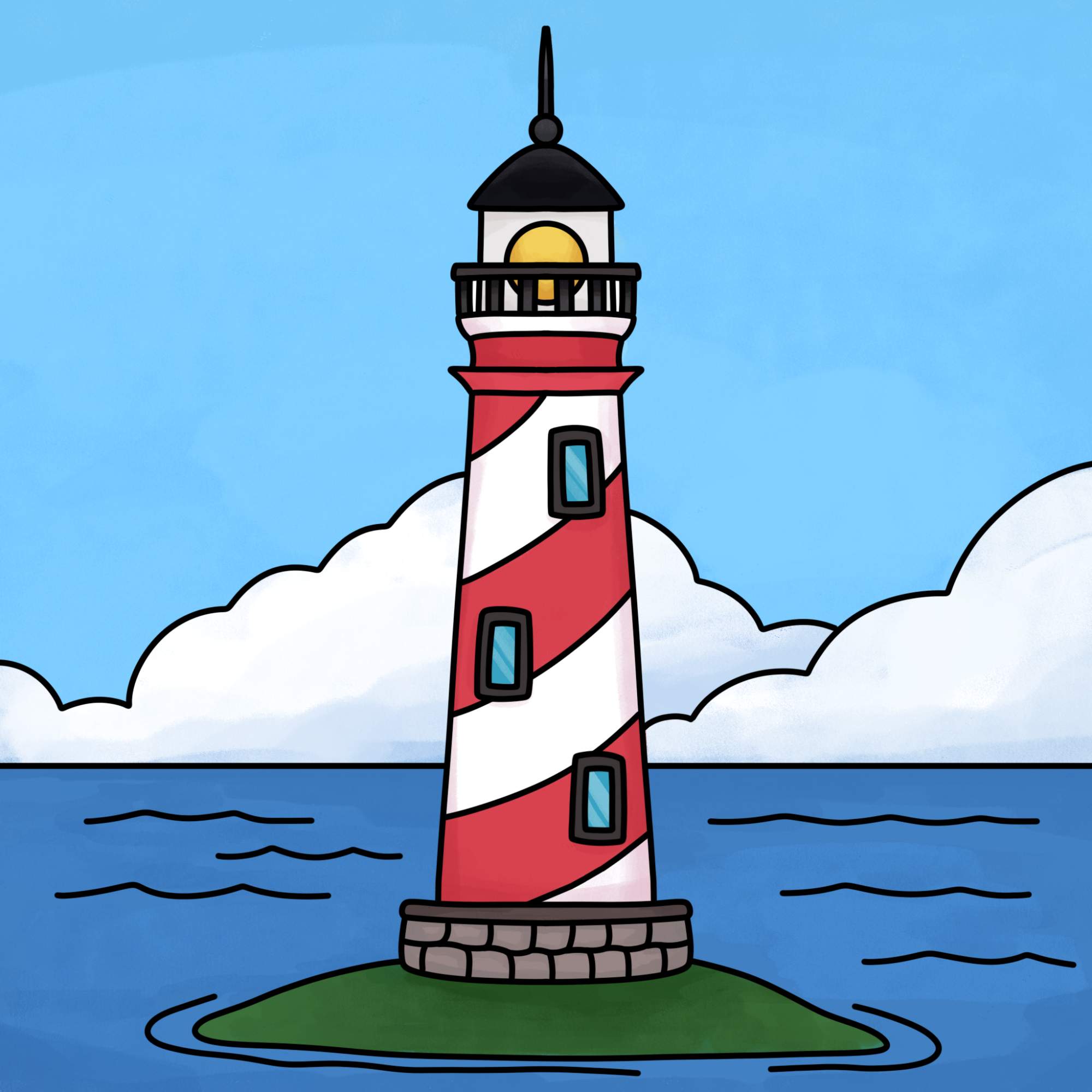 How to Draw a Lighthouse - Step-21