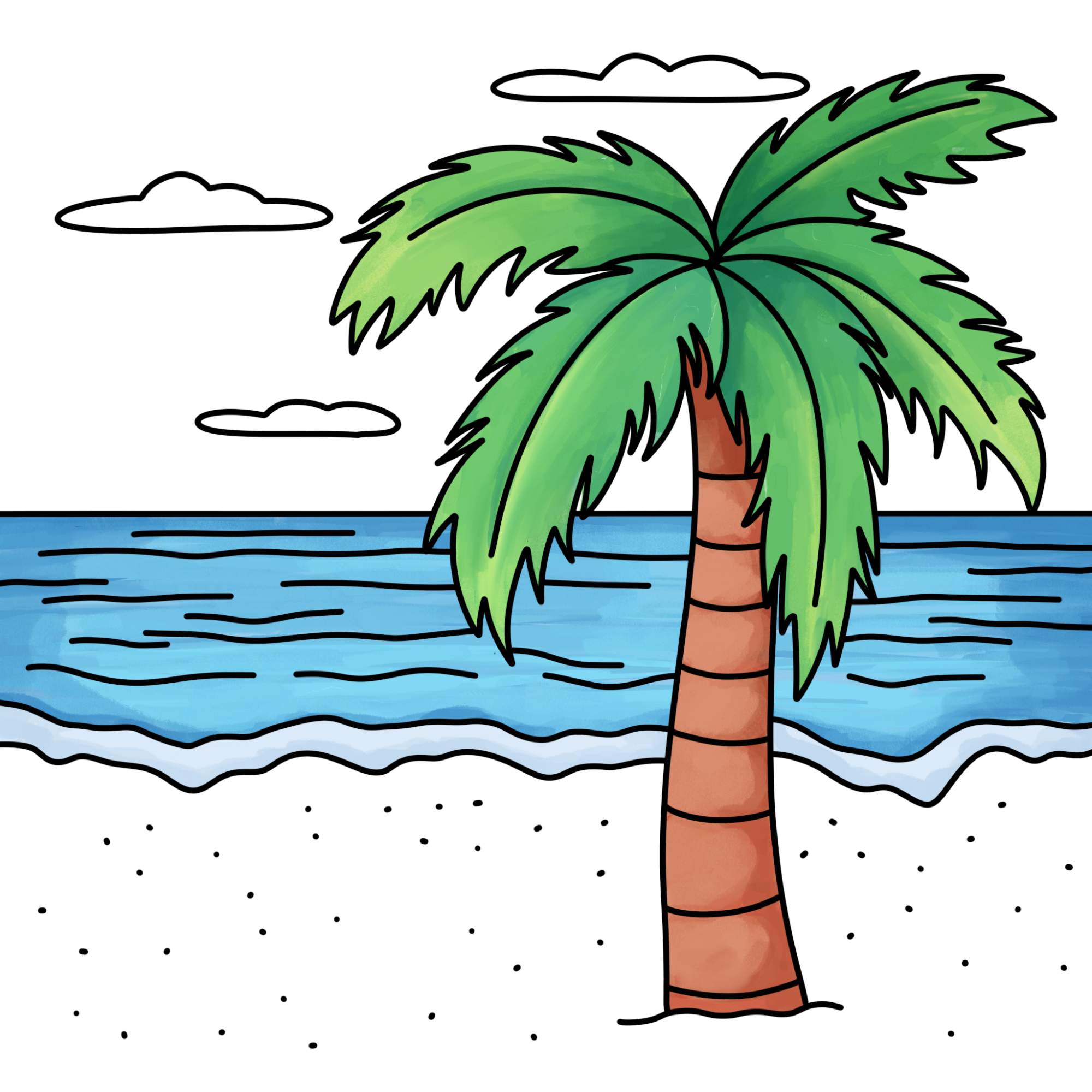 How to Draw a Palm Tree - Step-13