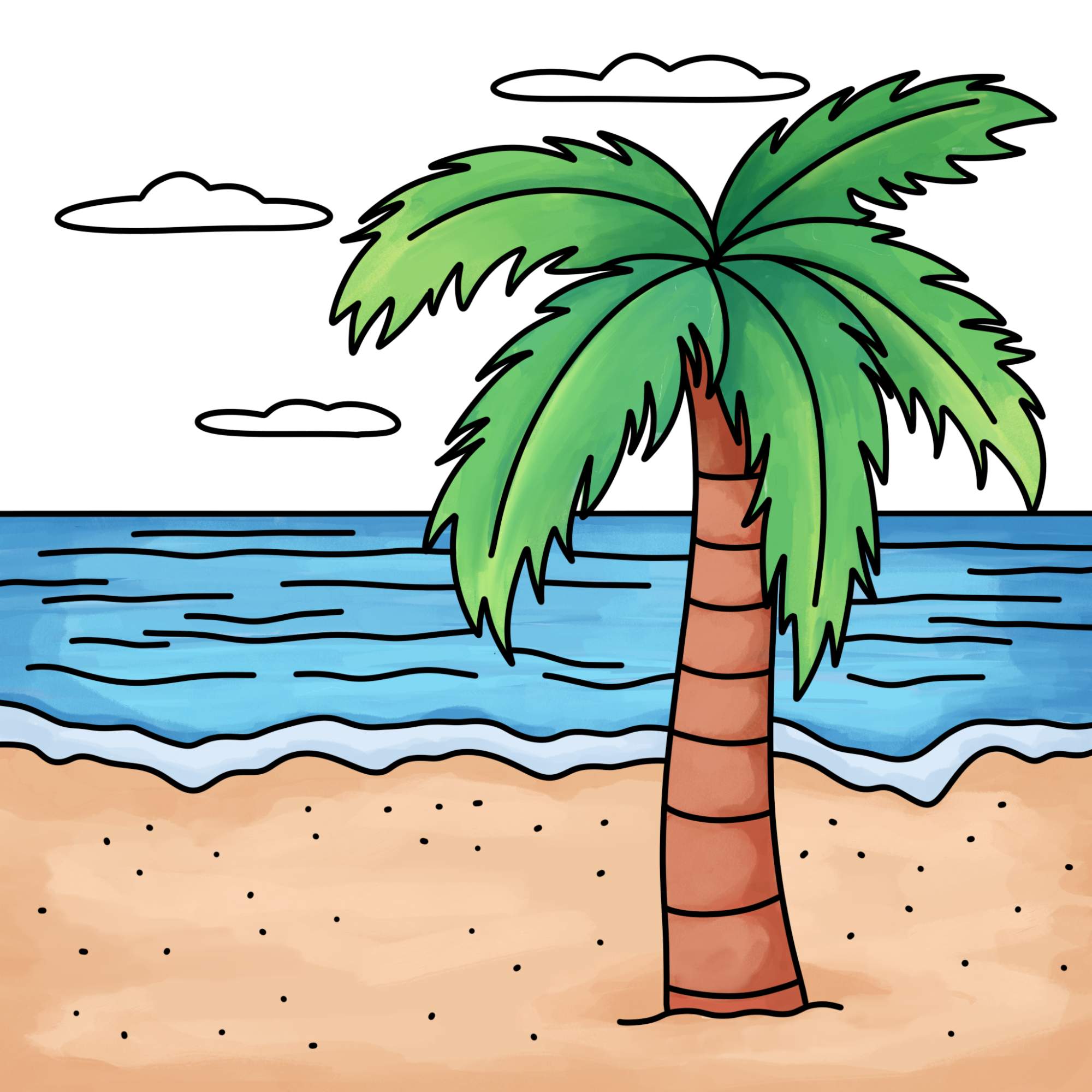 How to Draw a Palm Tree - Step-14