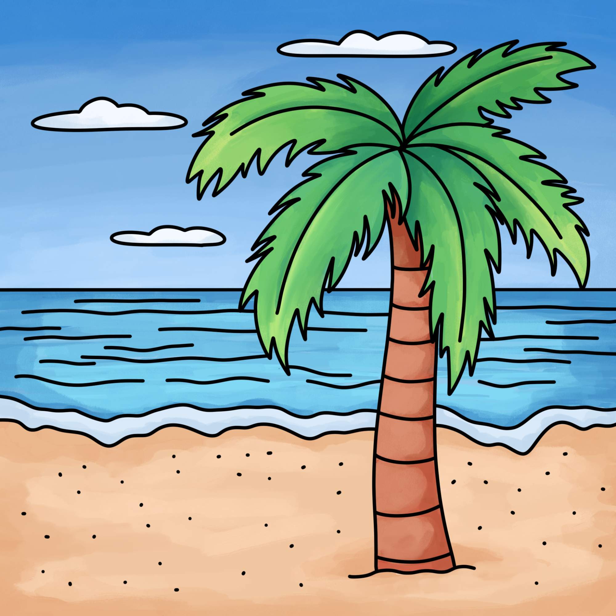 How to Draw a Palm Tree - Step-15