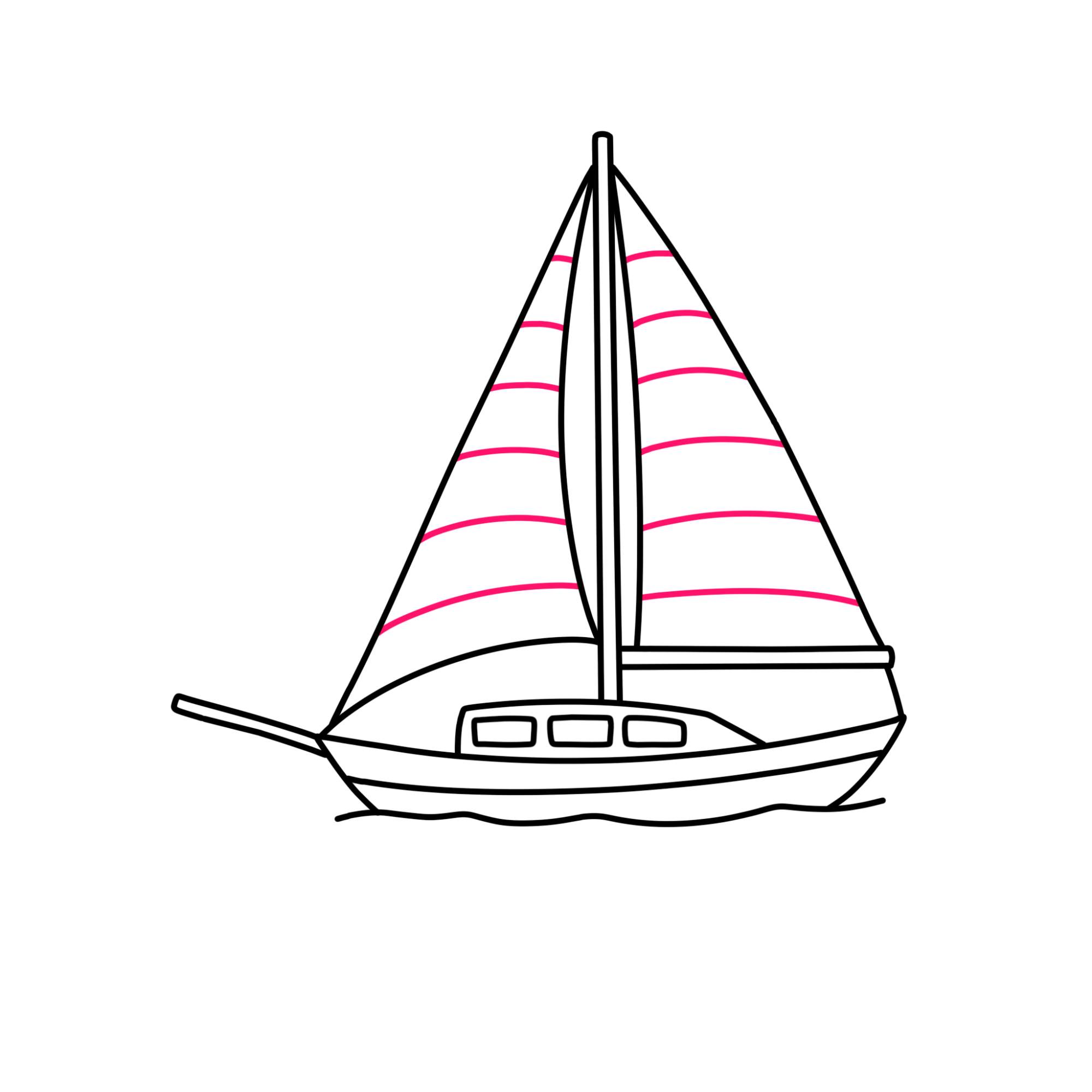 How to Draw a Sailboat - Step-10