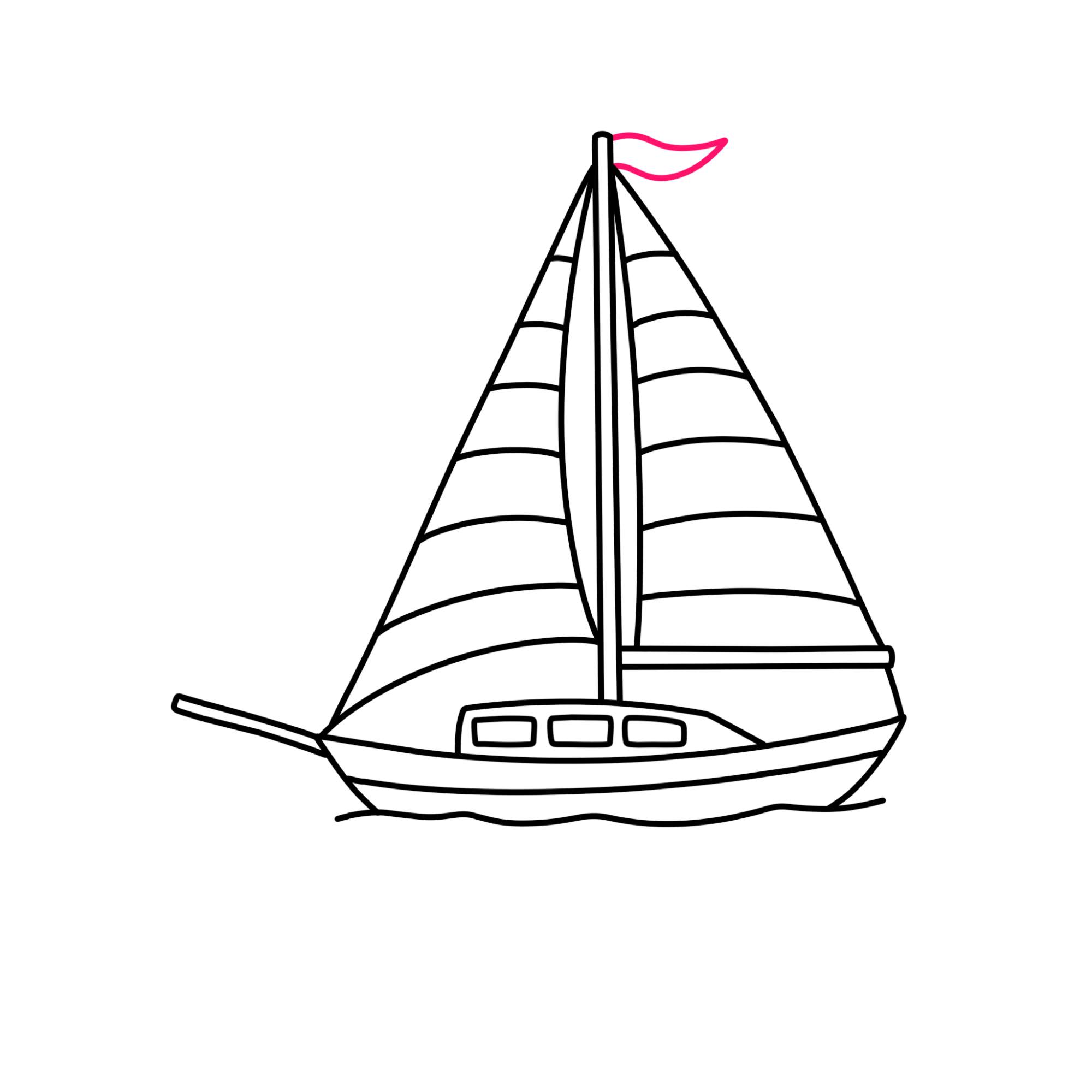 How to Draw a Sailboat - Step-11