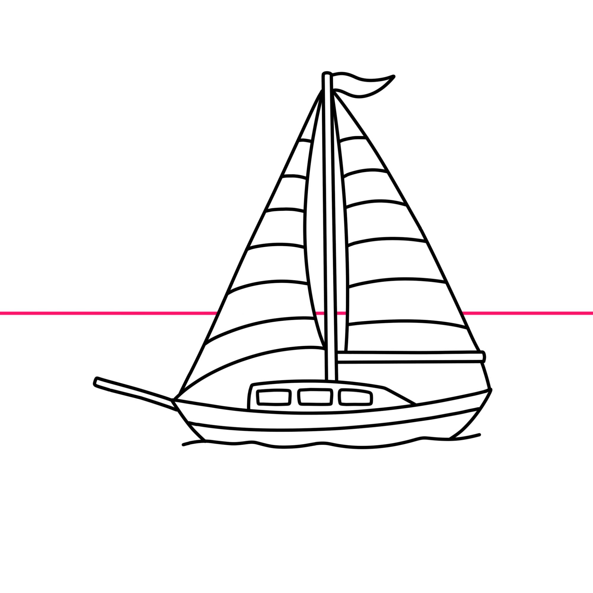 How to Draw a Sailboat - Step-12