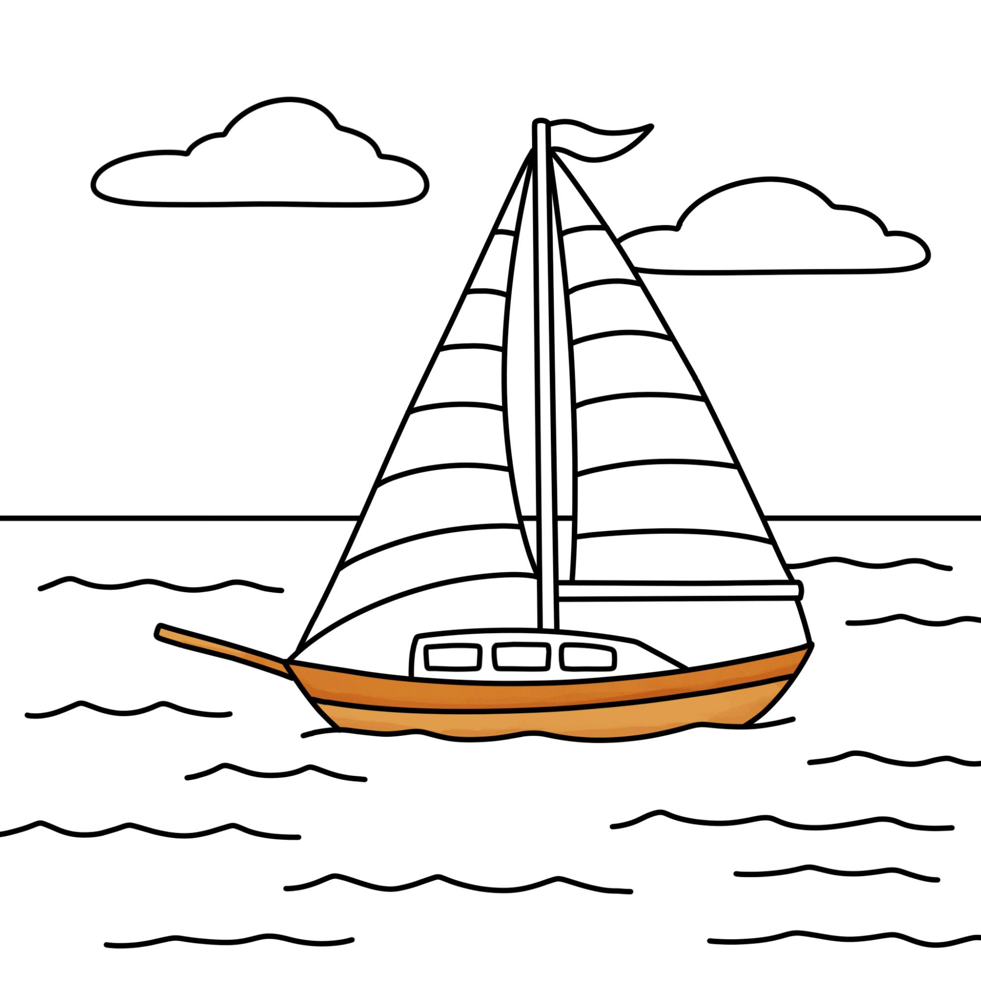 How to Draw a Sailboat - Step-15