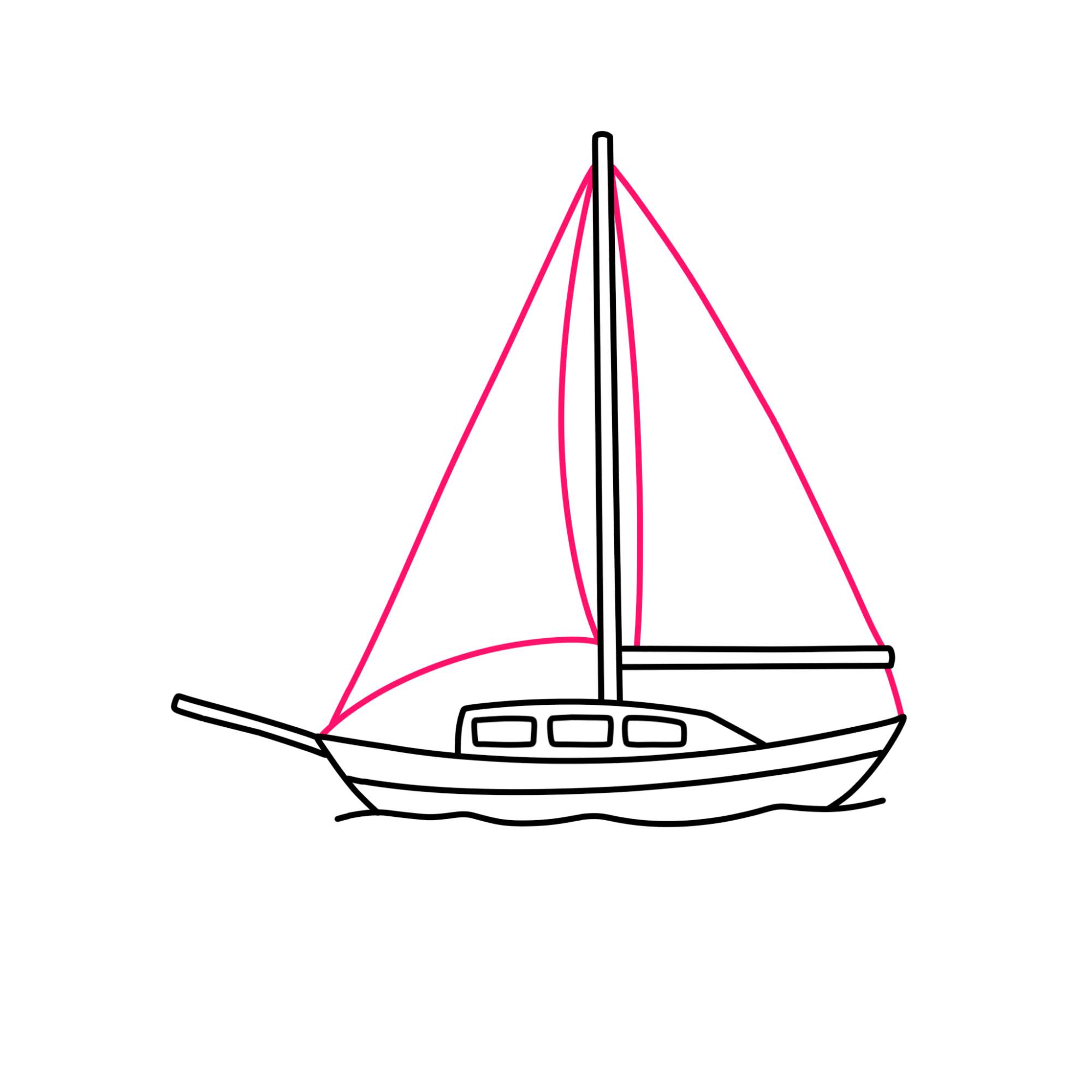 How to Draw a Sailboat - Step-9