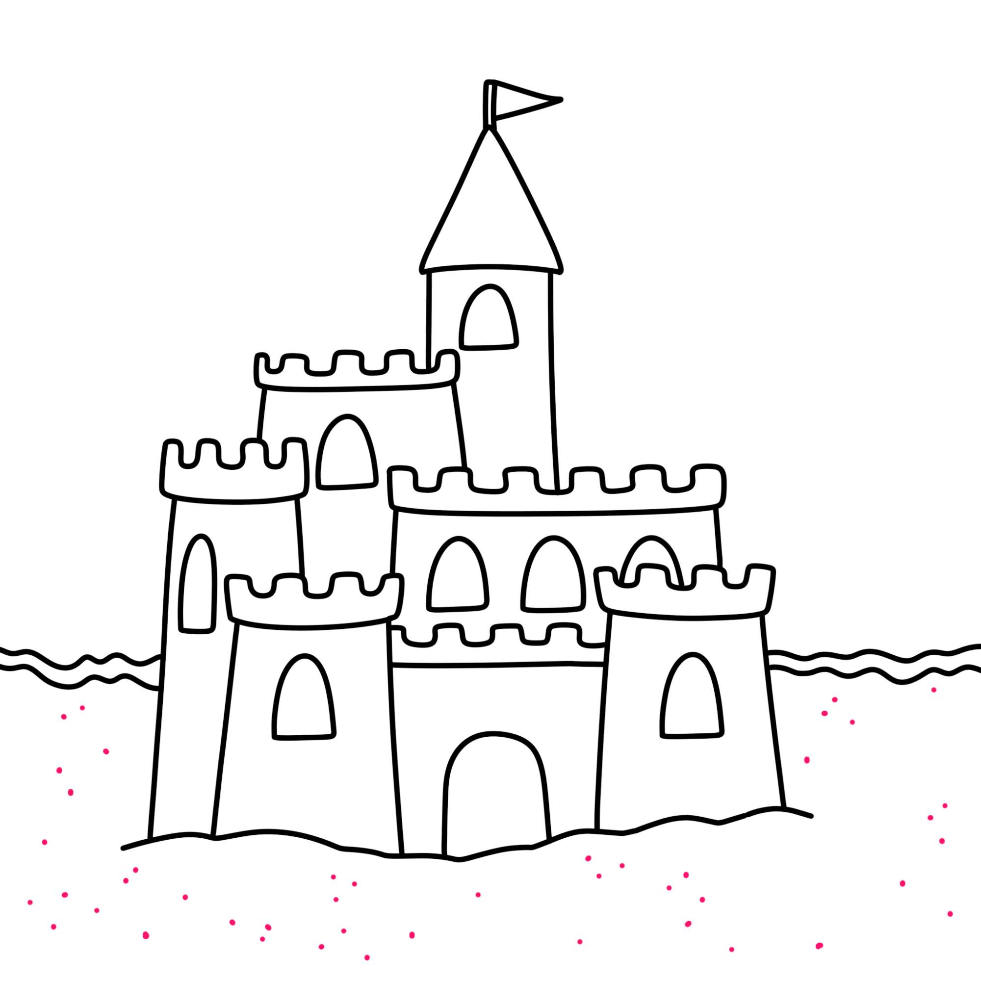 How to Draw a Sandcastle - Step-10