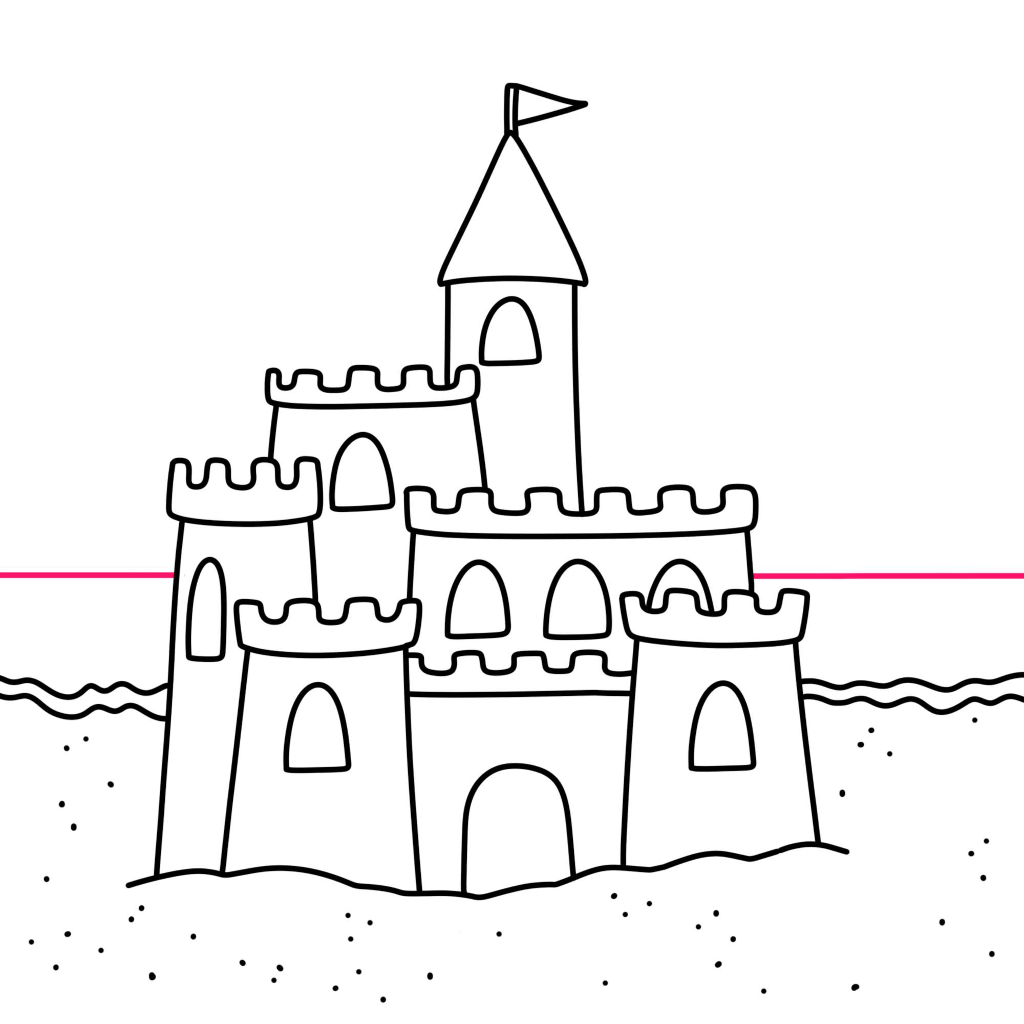 How to Draw a Sandcastle - Step-11