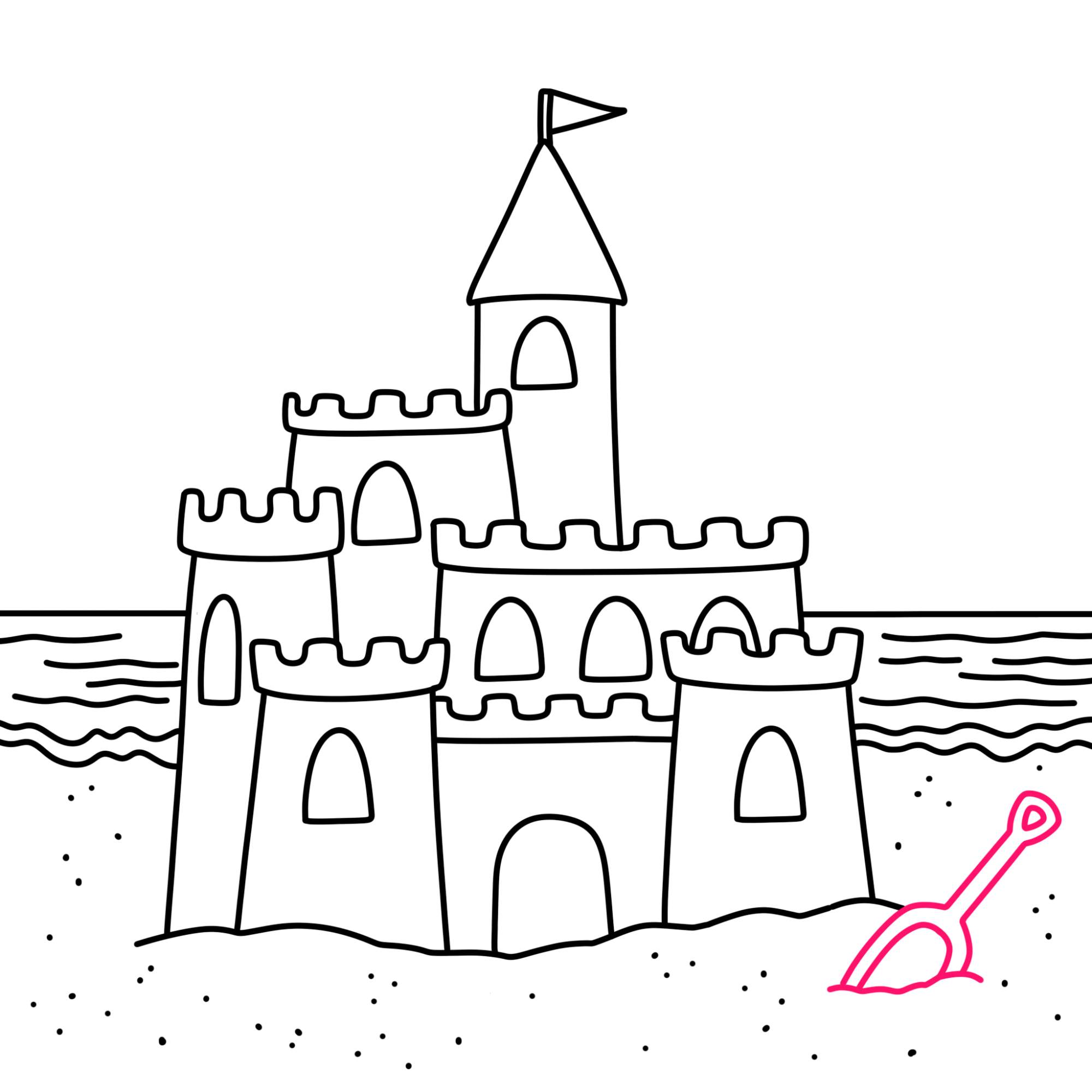 How to Draw a Sandcastle - Step-13