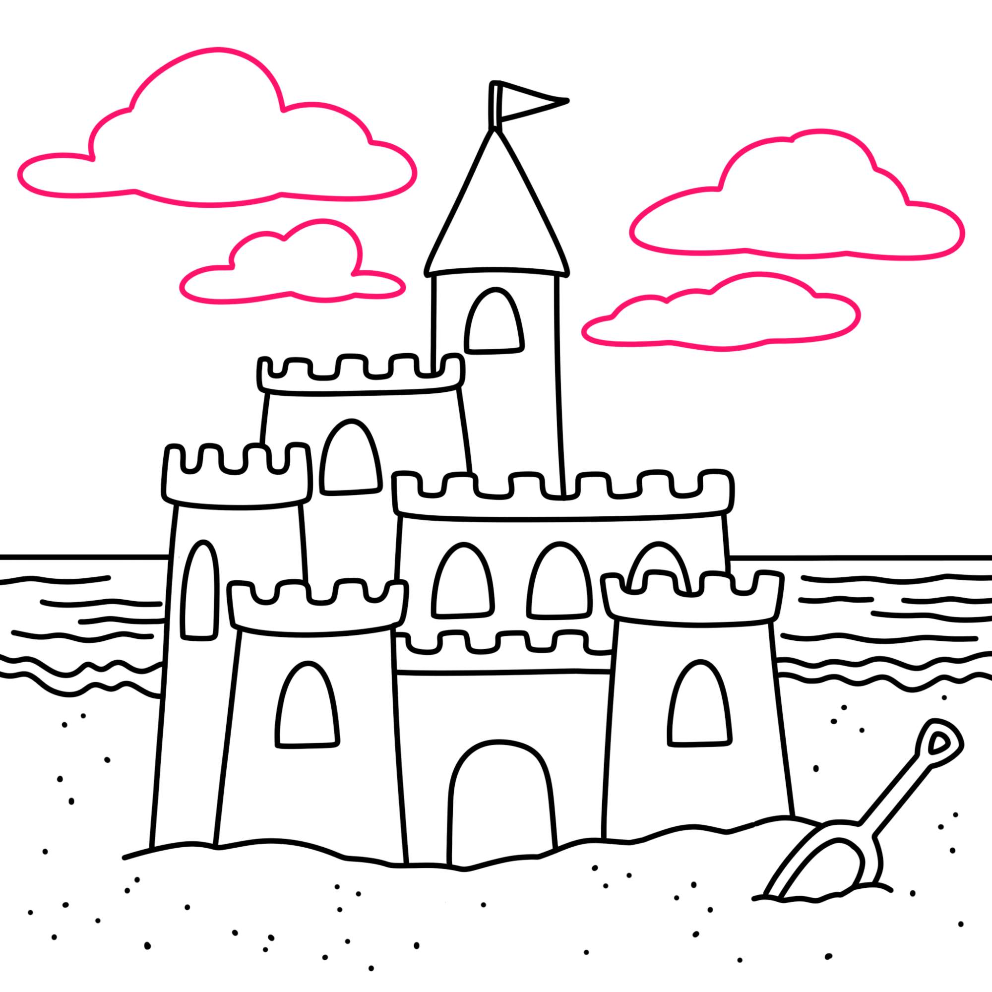 How to Draw a Sandcastle - Step-14